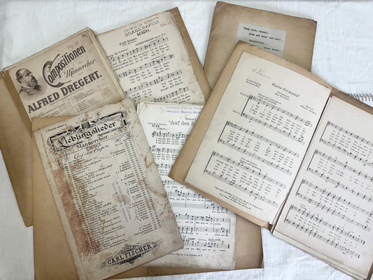 Vintage Music Folders and Sheet Music (Set of 4)