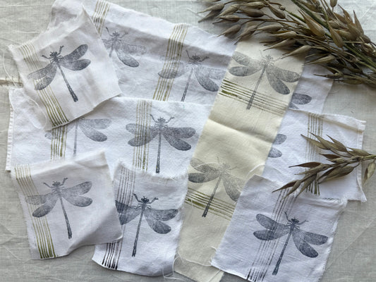 Painted Vintage Linens- Dragonfly