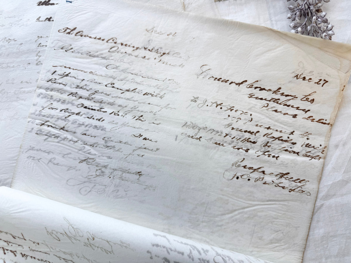 Vintage Paper from a Wet Letter Book (1908-1910's)