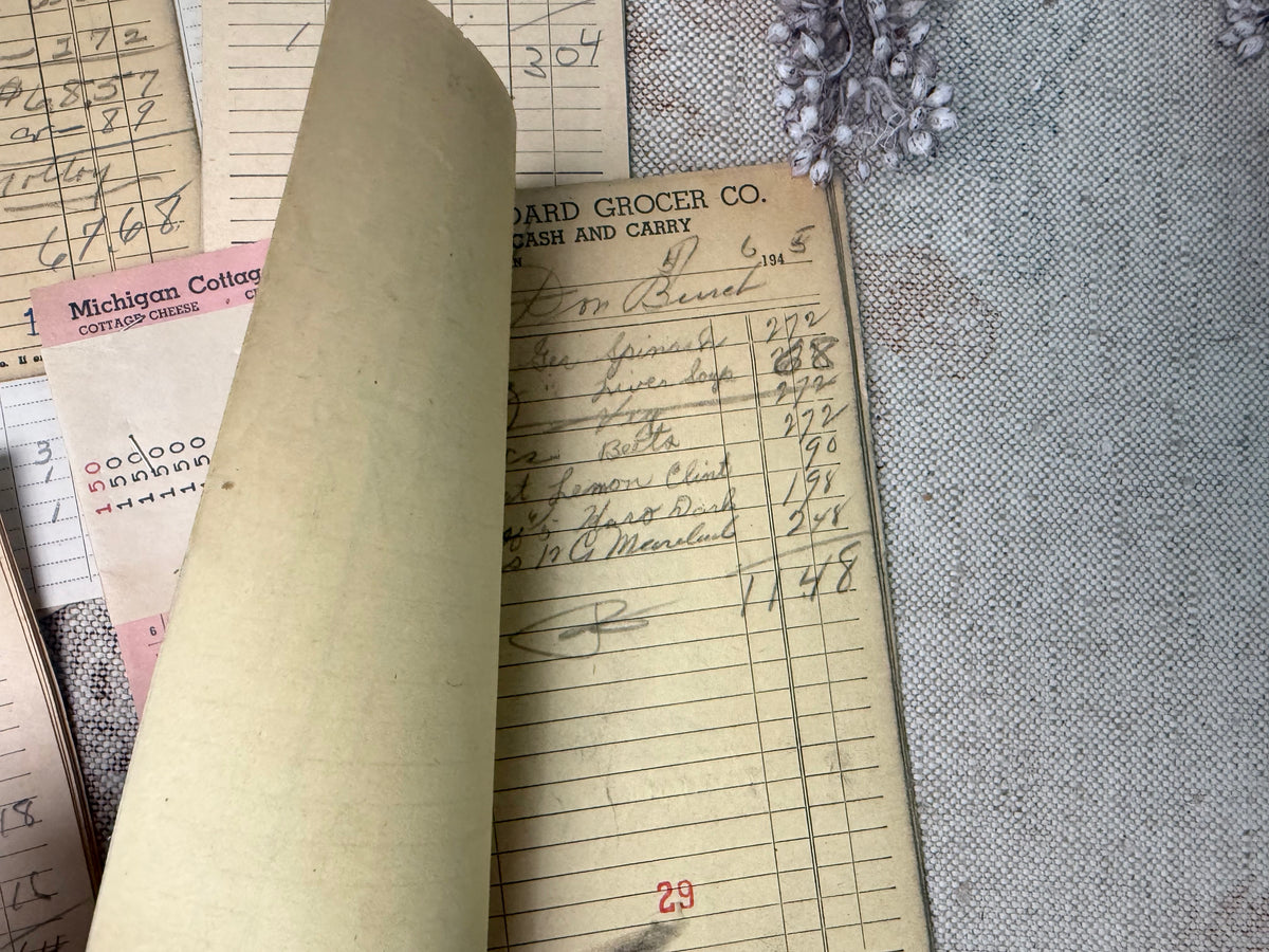 Vintage Grocery Receipt Set