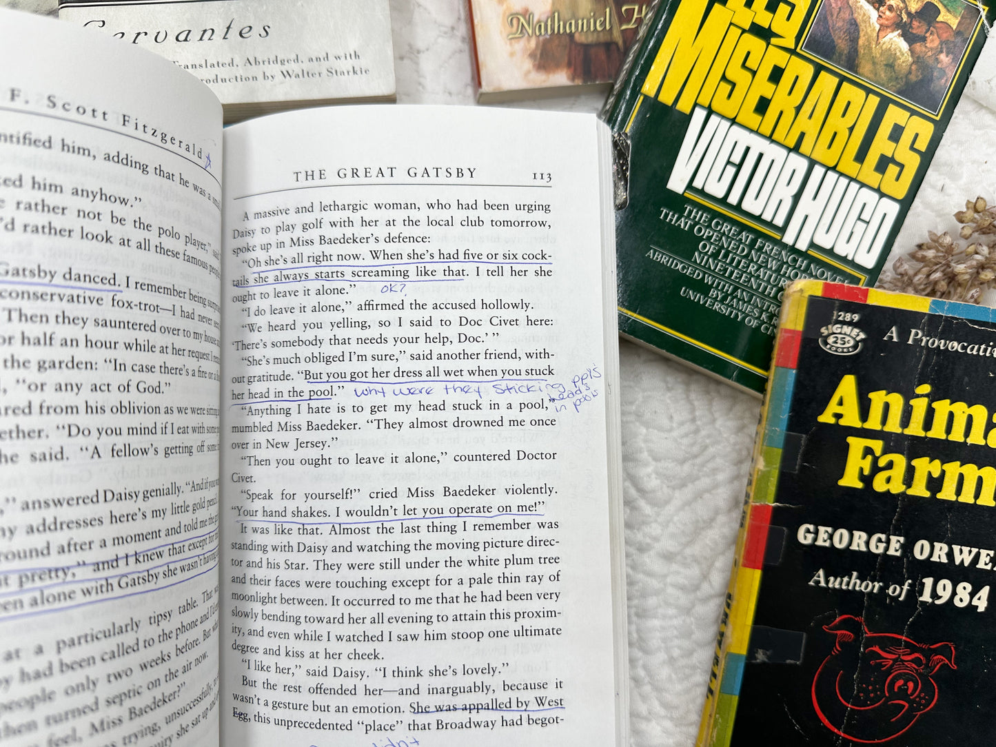 Set of Classic Paperbacks with Written Notes