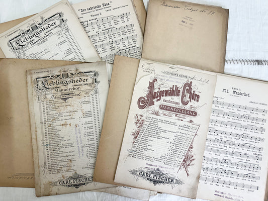 Vintage Music Folders and Music Sheets (Set of 4)