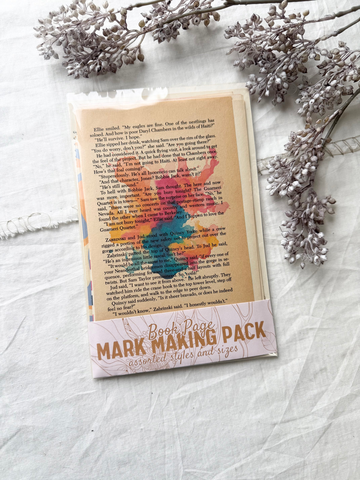 Marked Vintage Book Page Pack- Colorful