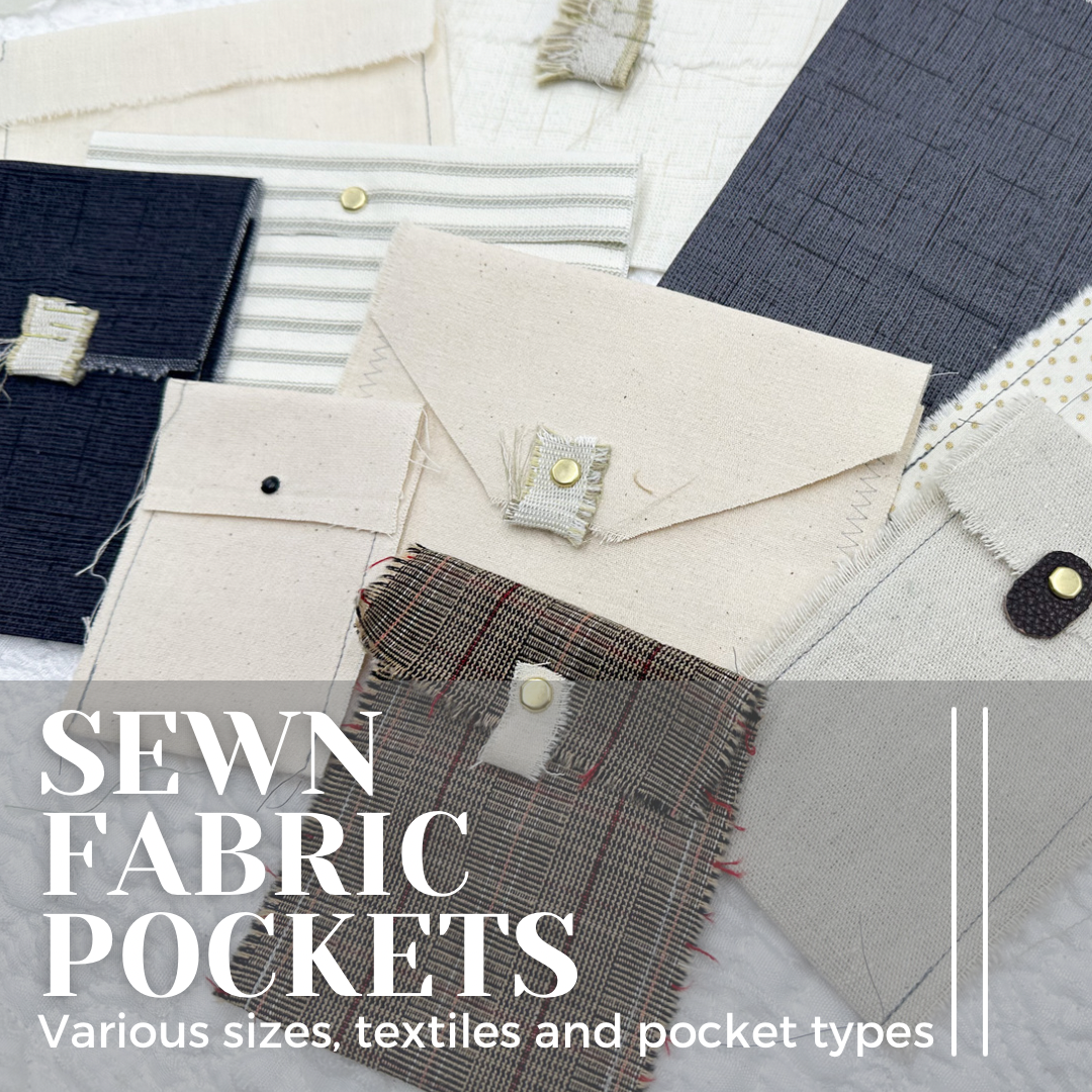 Rough Sewn Fabric Pockets and Signature Pages in Neutral Colors