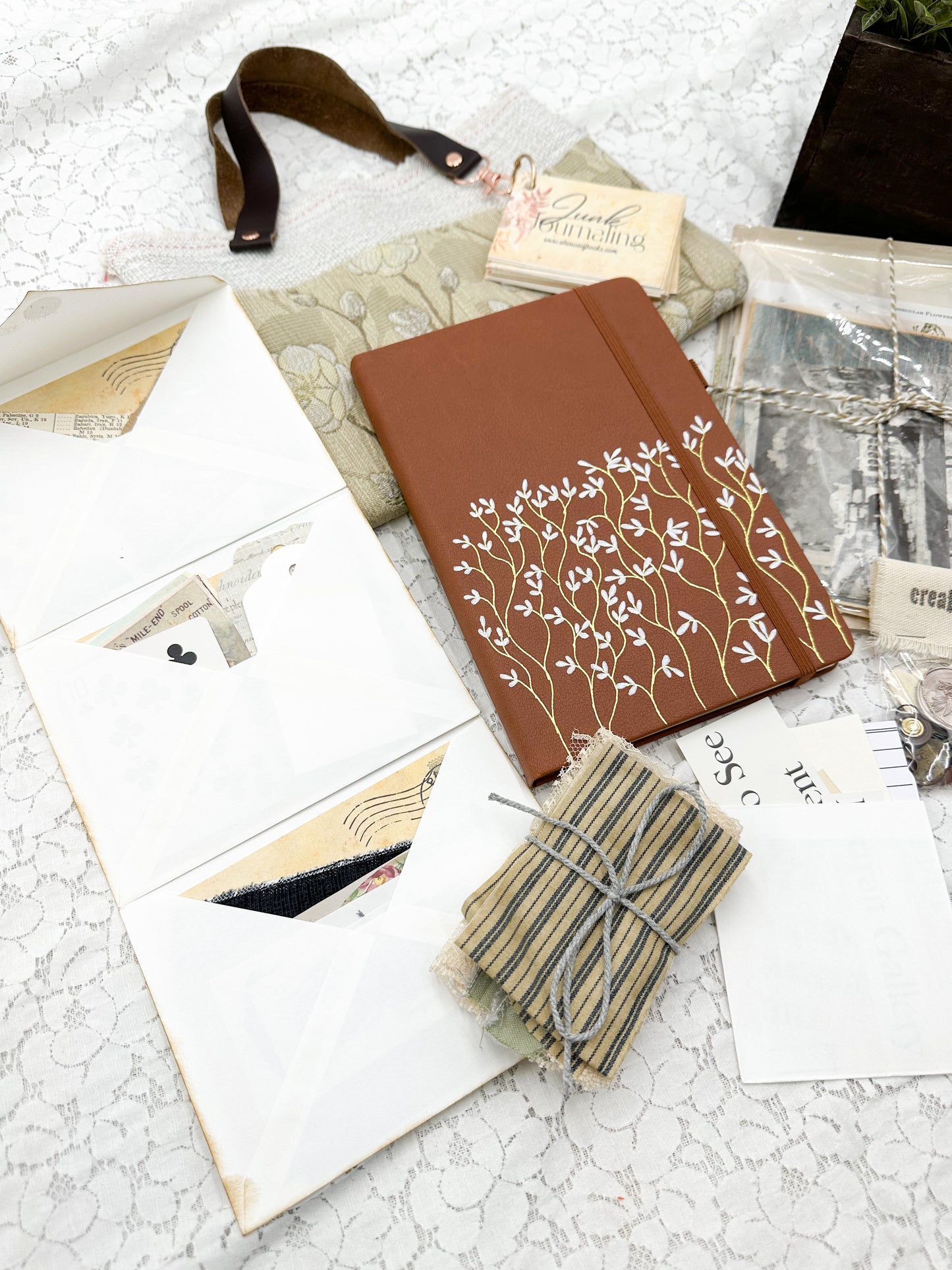 Neutral Journal Kit with One of a Kind Journal and Ephemera