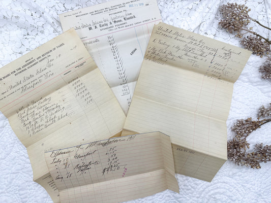Vintage Invoices with Writing Set