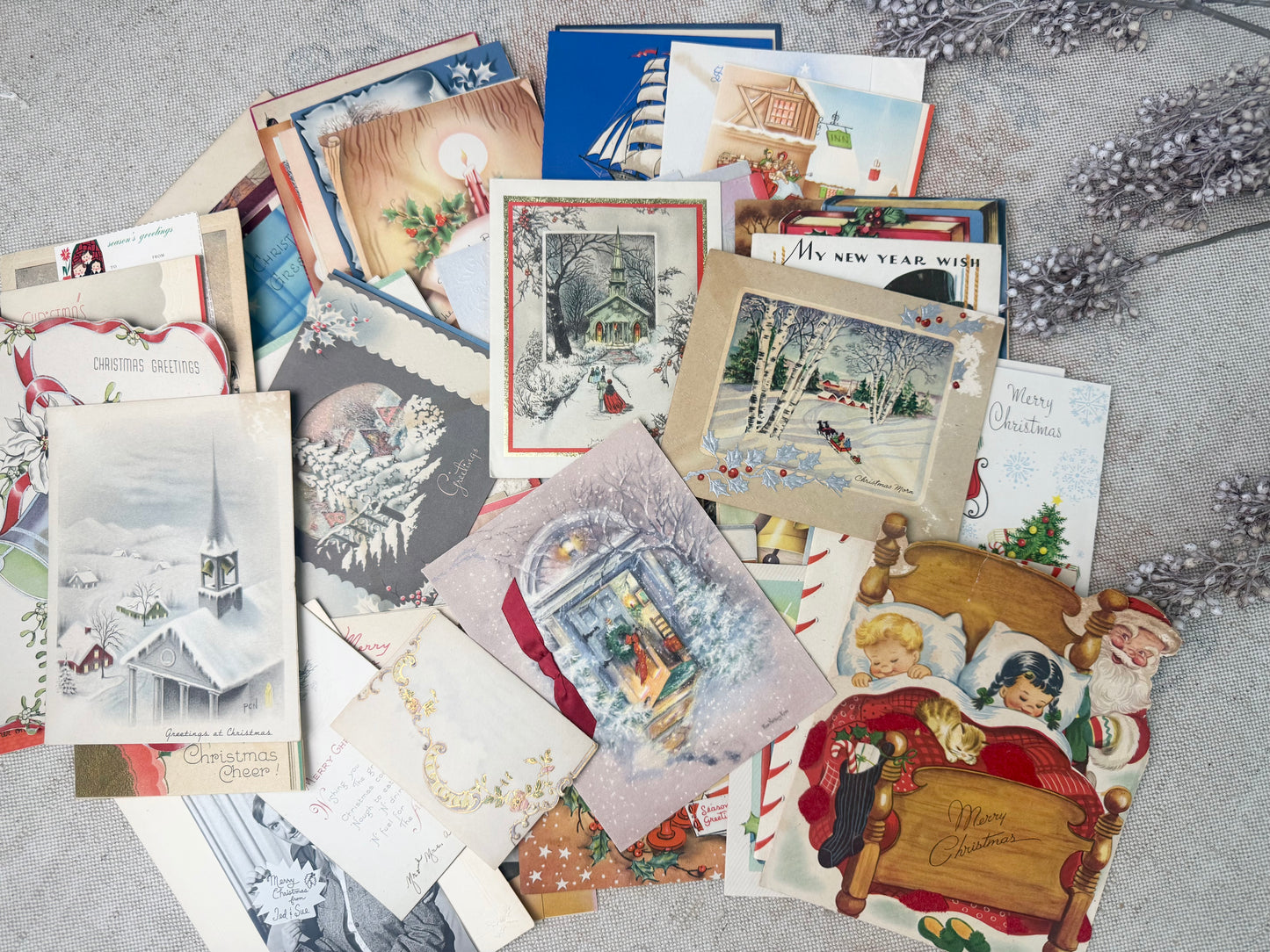 Vintage Christmas Cards Set (70+ cards)