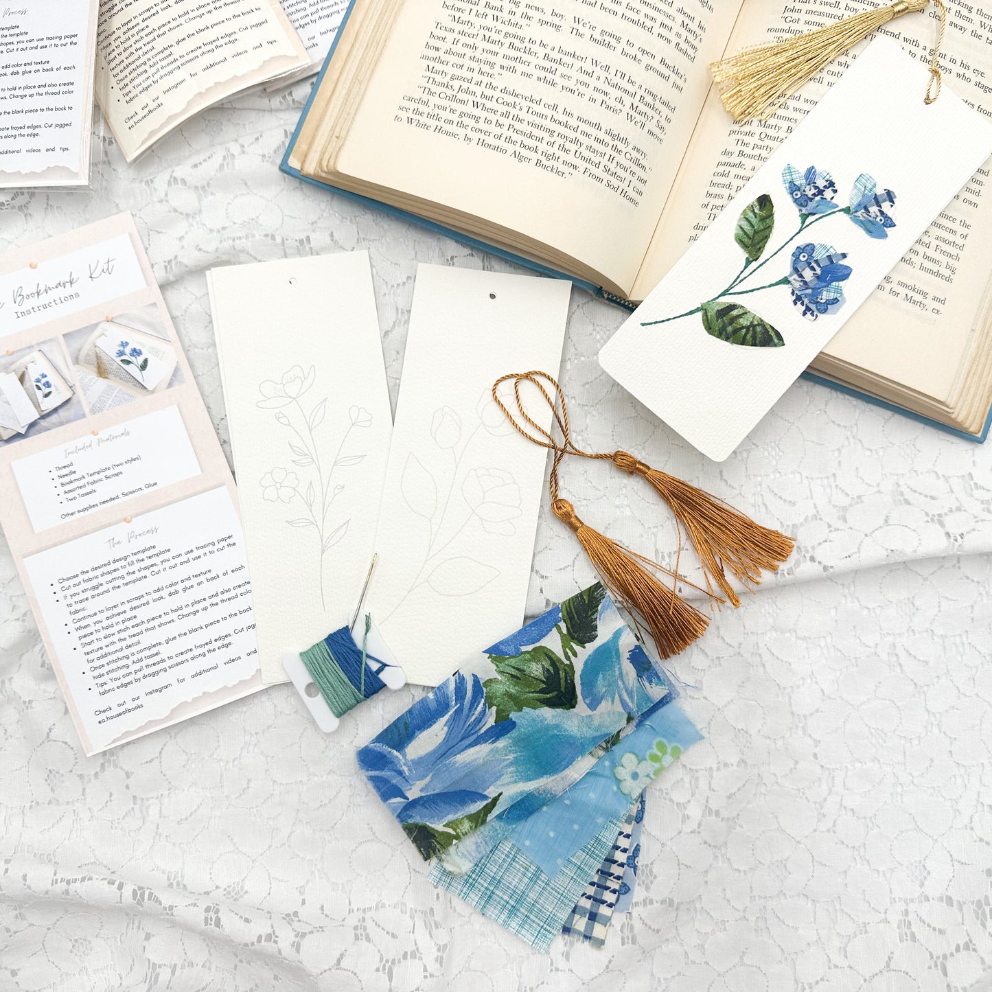 Bookmark Making Kit- Textile Collage Style