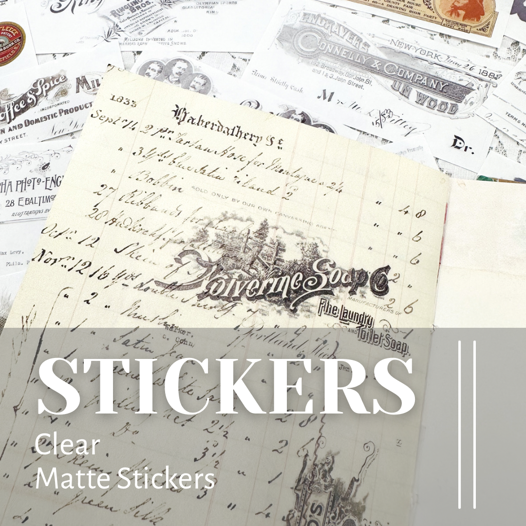 Clear Matte Stickers of Vintage Letterheads