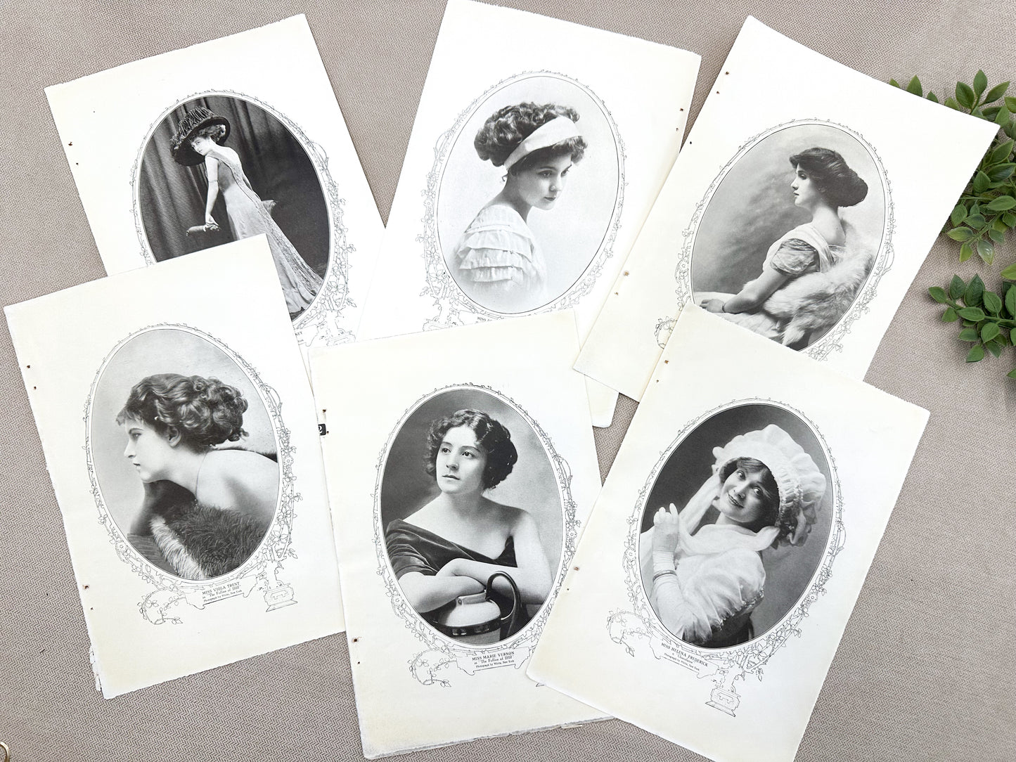 Vintage Book Page Set- Portraits of Ladies (Double Sided)