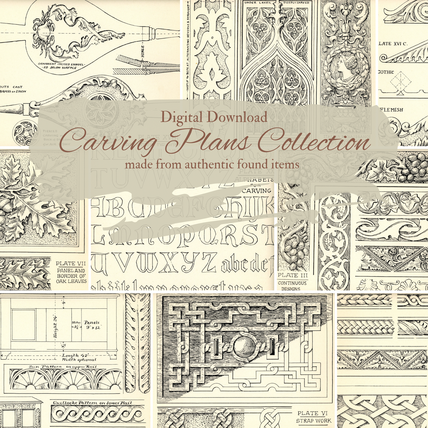 Wood Carving Motifs- Digital Download