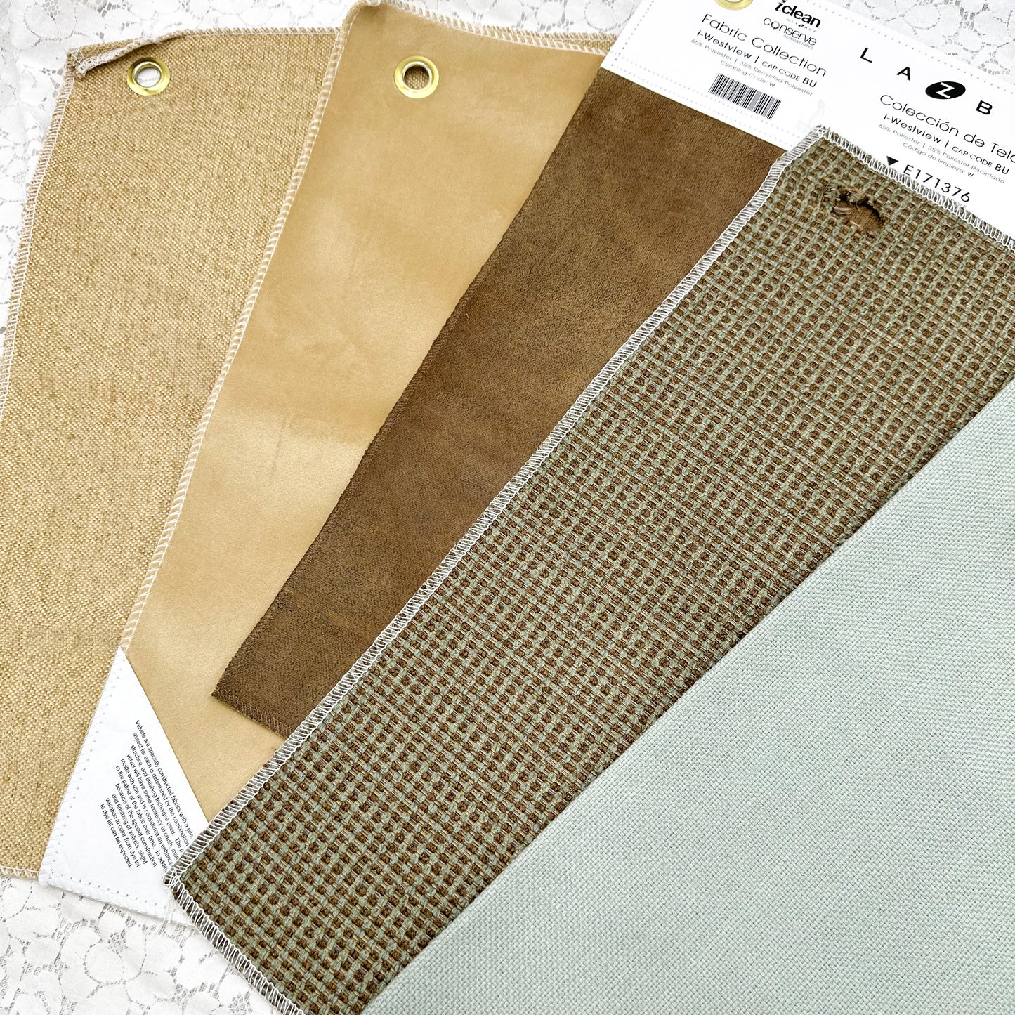 Upholstery Fabric Samples with Hangers (set of 5)
