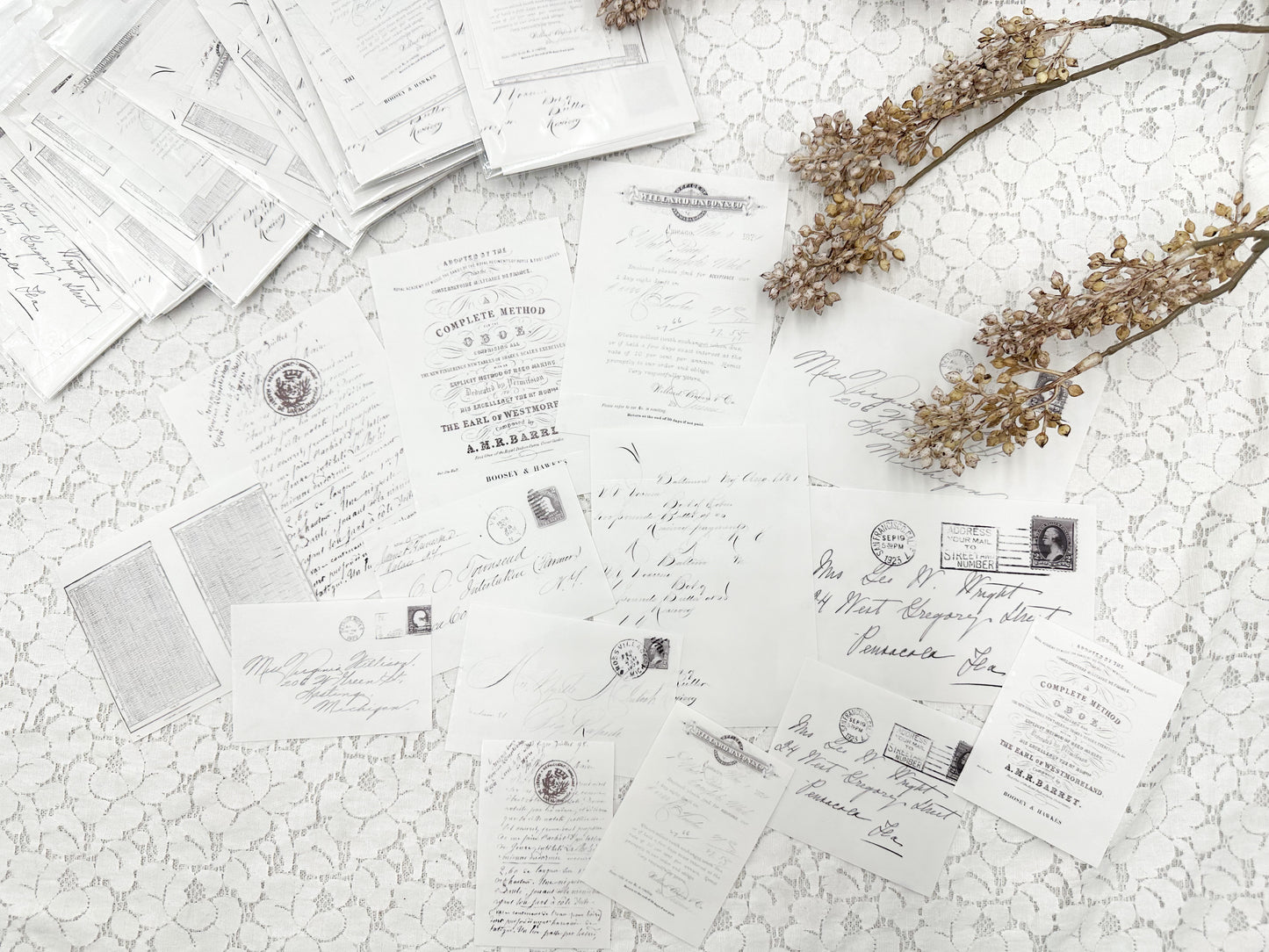 Clear Matte Stickers of Vintage Writing and Envelopes