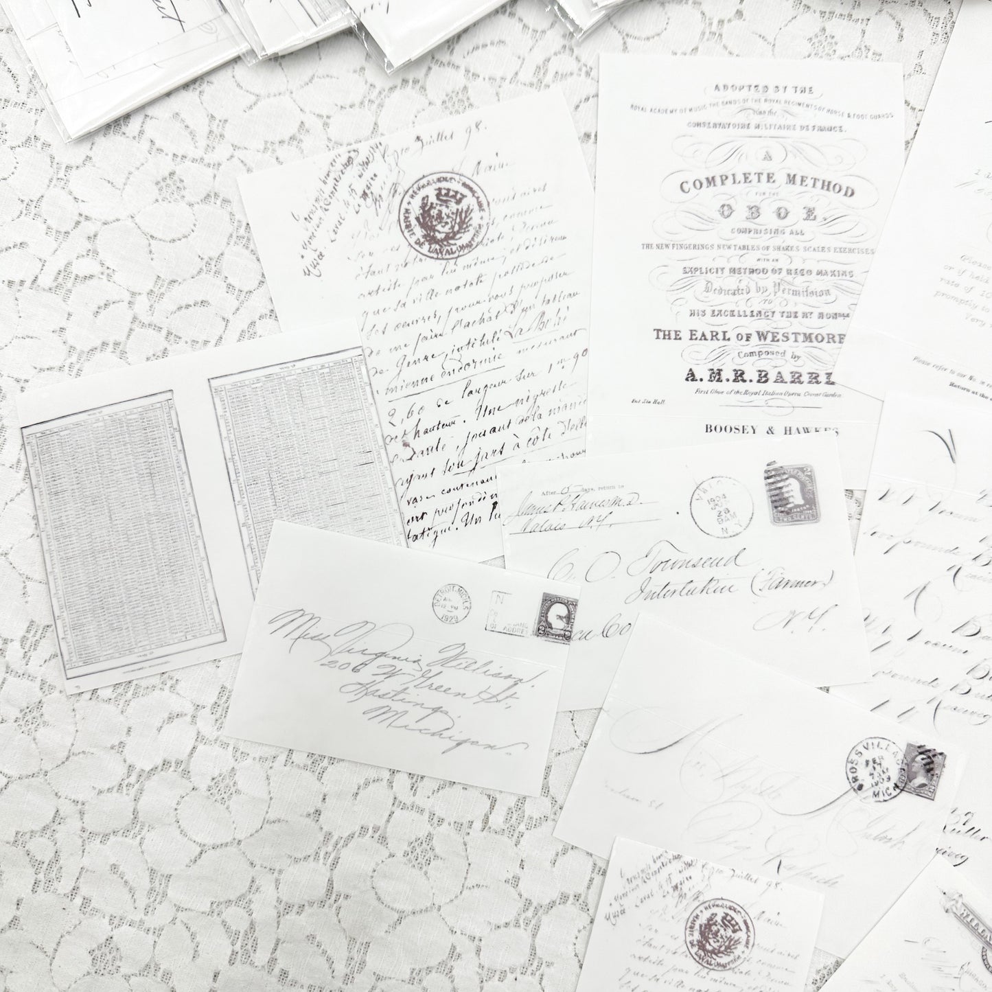 Clear Matte Stickers of Vintage Writing and Envelopes