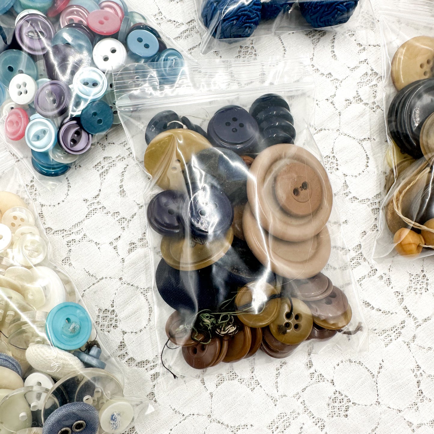 Bags of Blue and Neutral Buttons