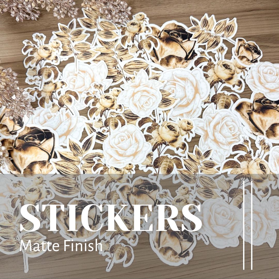 Reproduction Floral Stickers- Brown