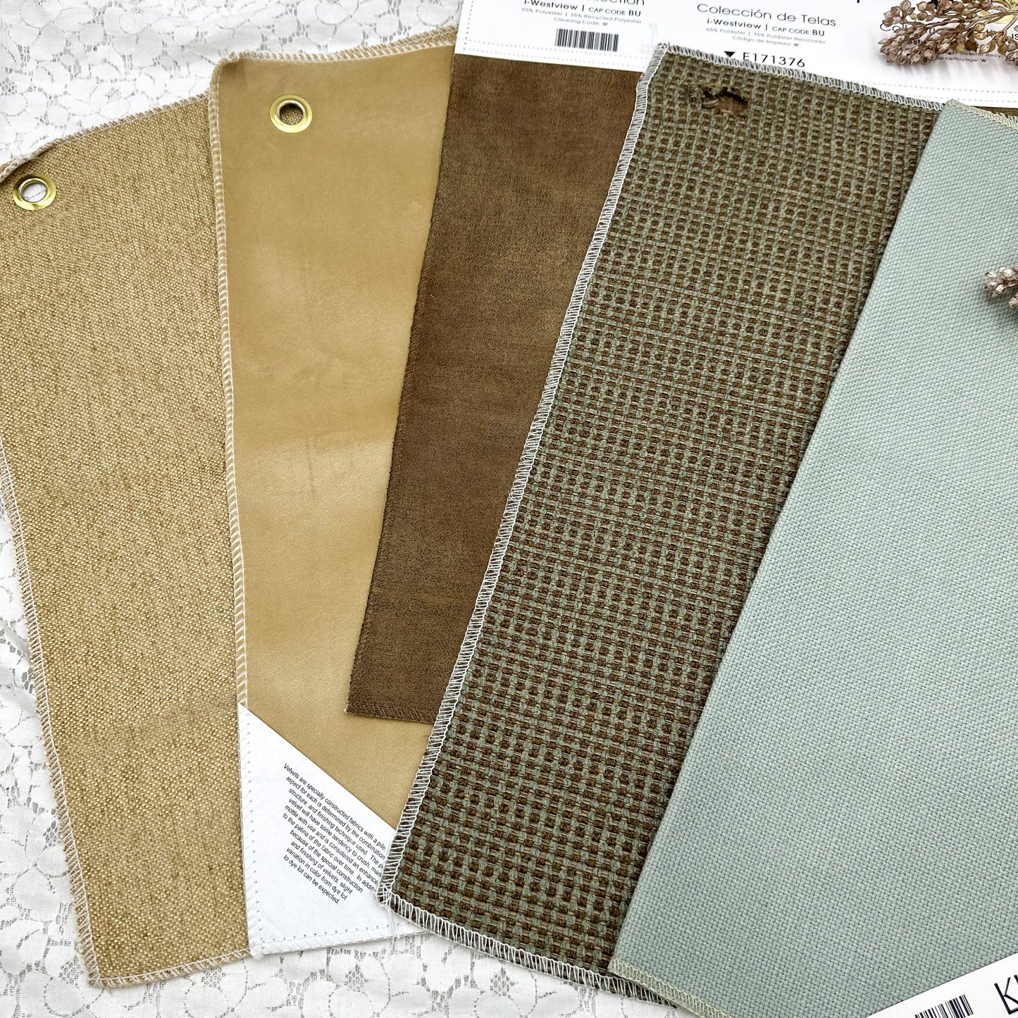 Upholstery Fabric Samples with Hangers (set of 5)