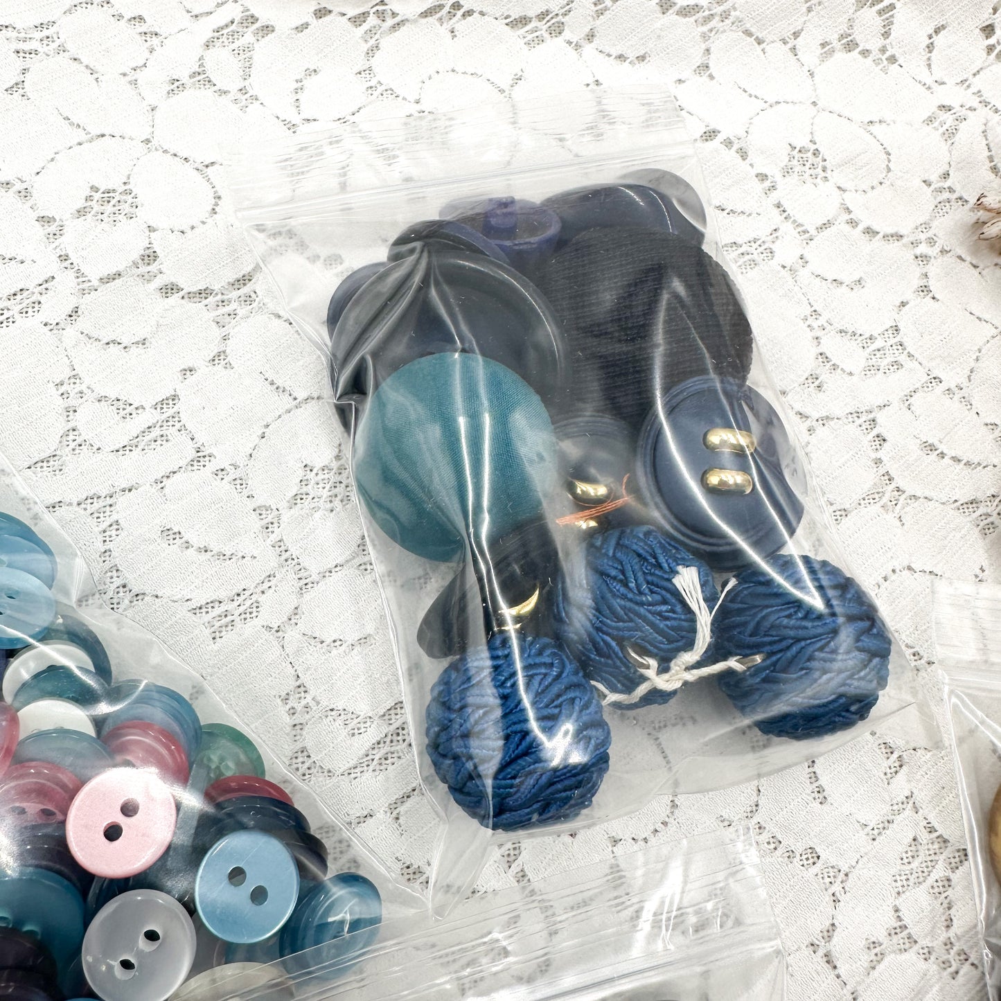 Bags of Blue and Neutral Buttons