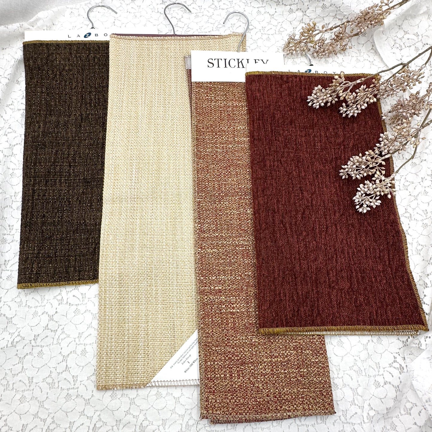 Upholstery Fabric Samples with Hangers (set of 4)