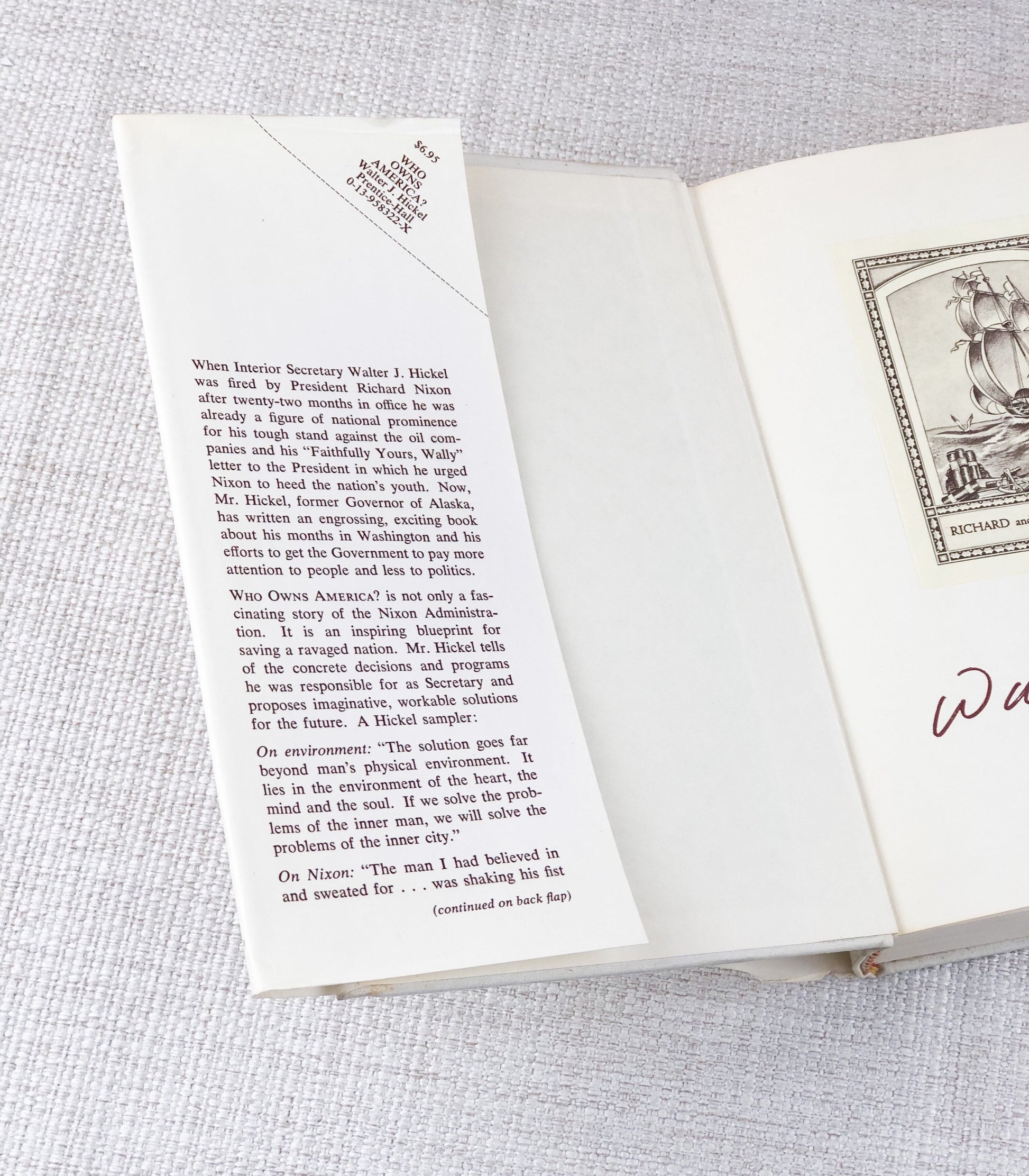 Signed Book by Walter J Hickel