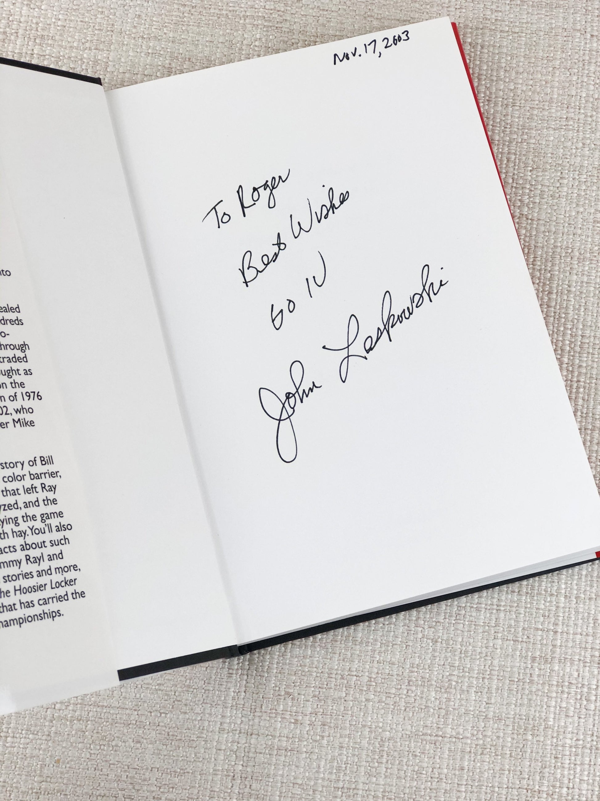 Signed Book by John Laskowski