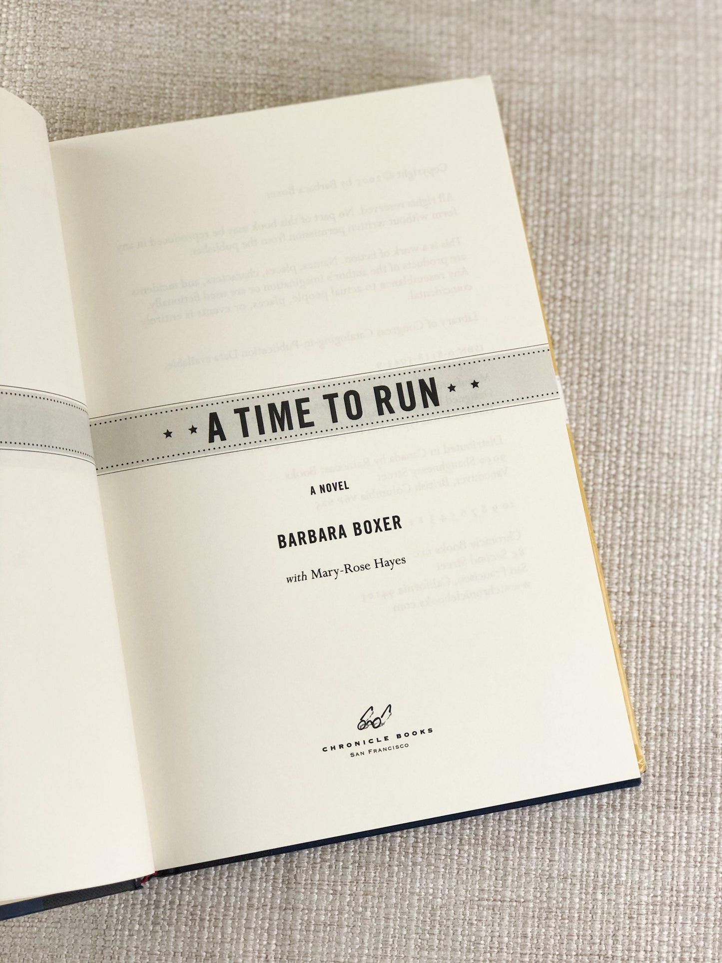 Signed First Edition Book by Barbara Boxer / A Time To Run