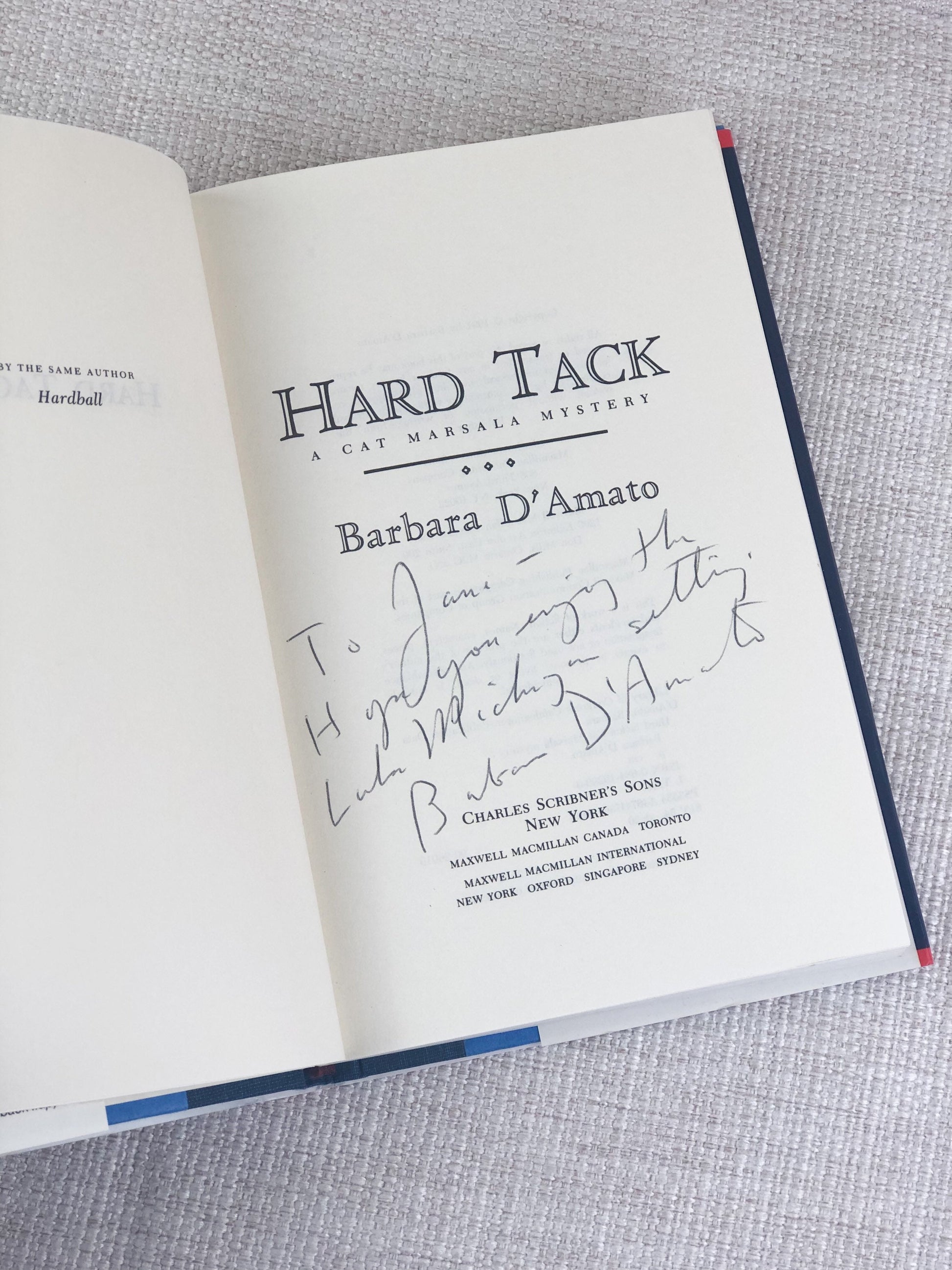 Signed First Edition / Hard Tack / Barbara D'Amato