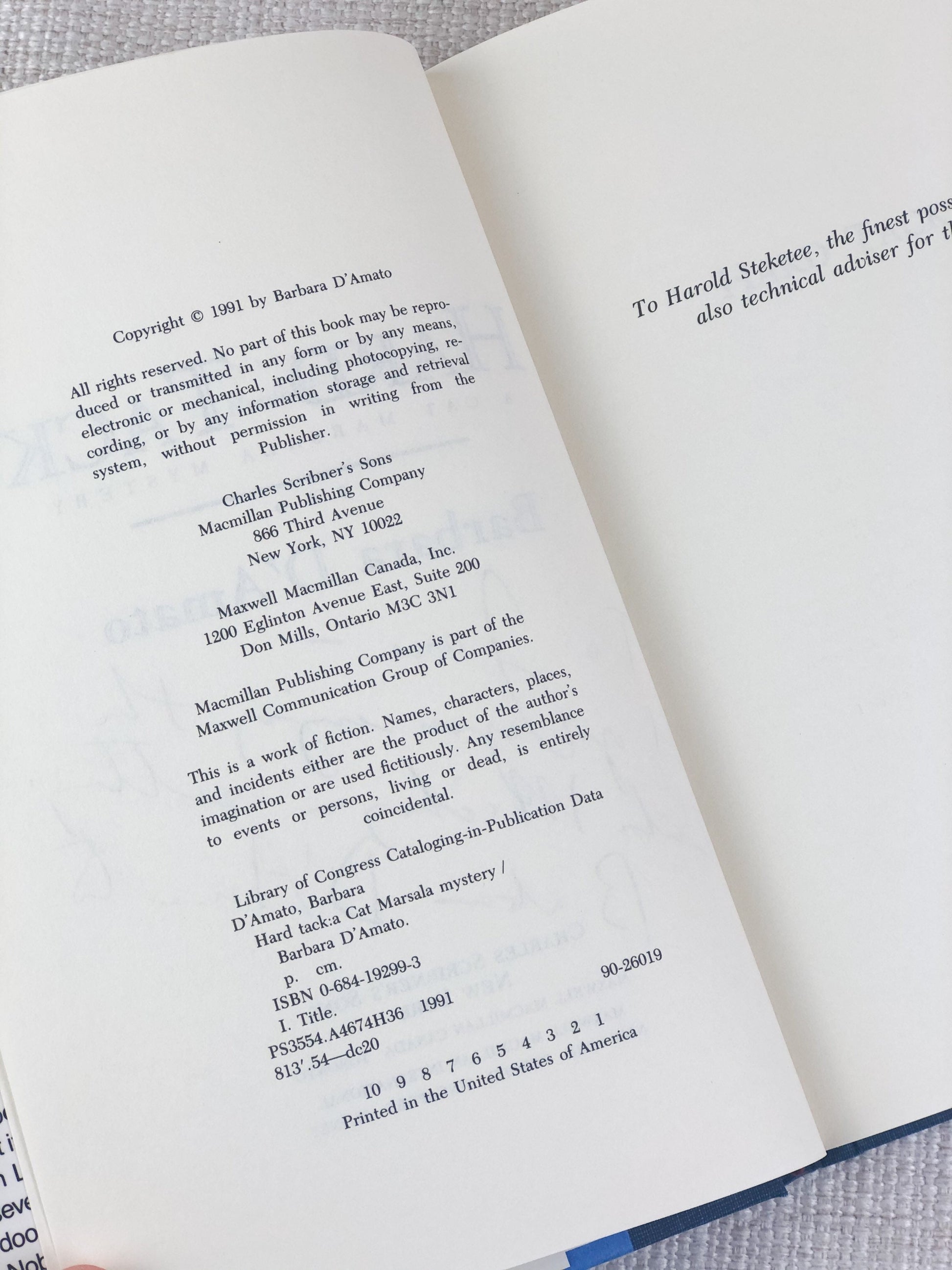 Signed First Edition / Hard Tack / Barbara D'Amato