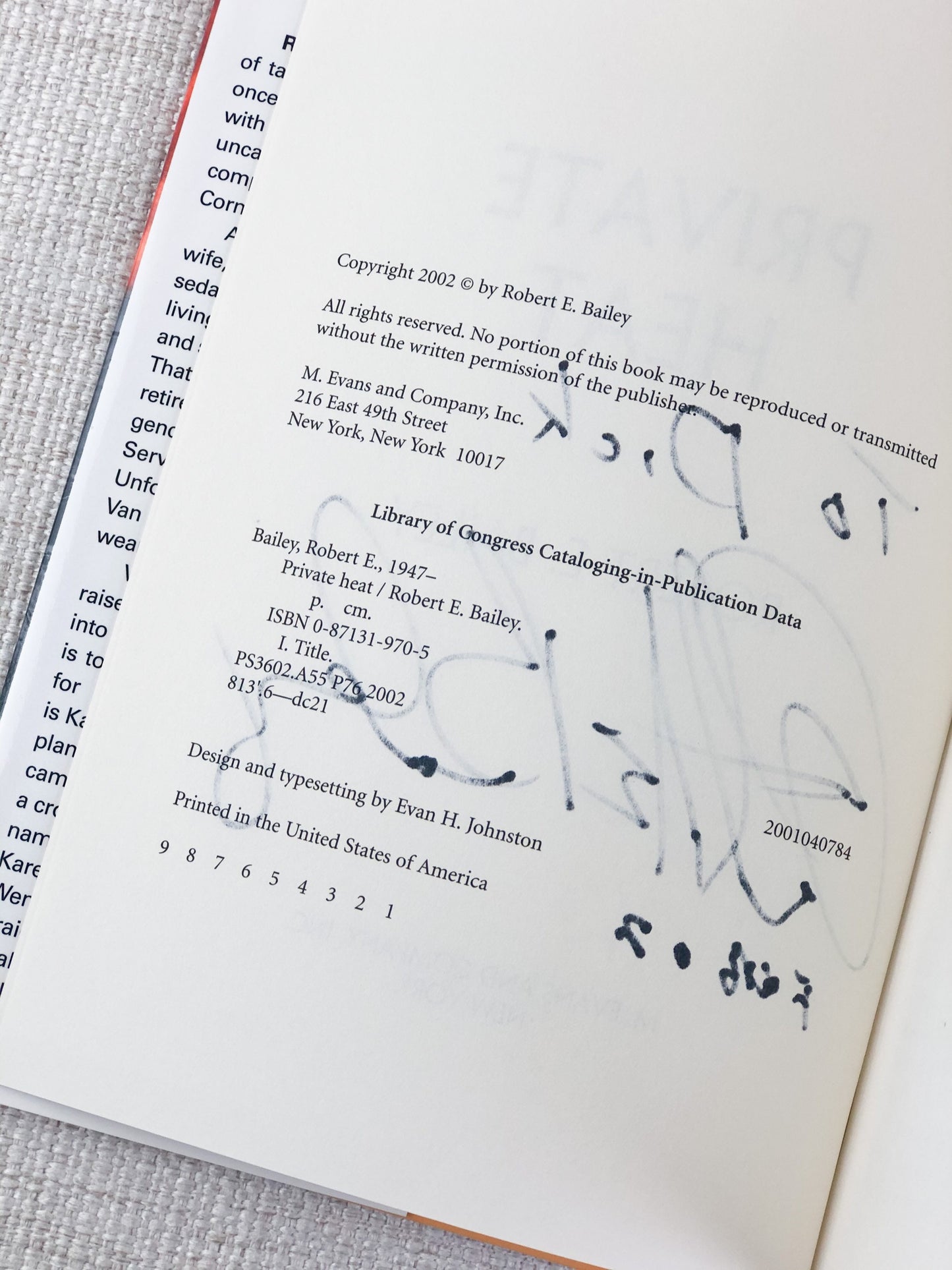 Signed First Edition Book by Robert Bailey / Private Heat