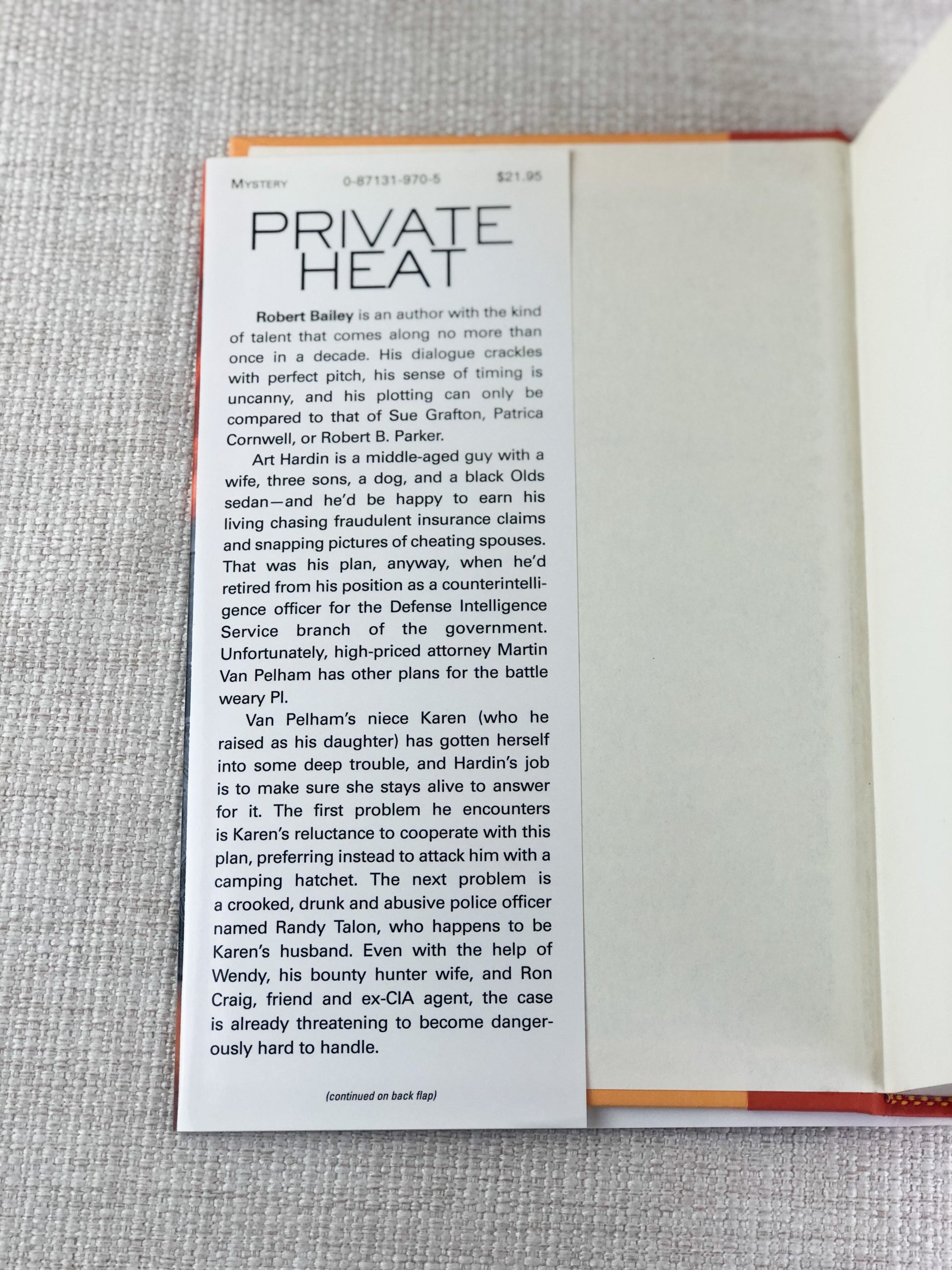 Signed First Edition Book by Robert Bailey / Private Heat