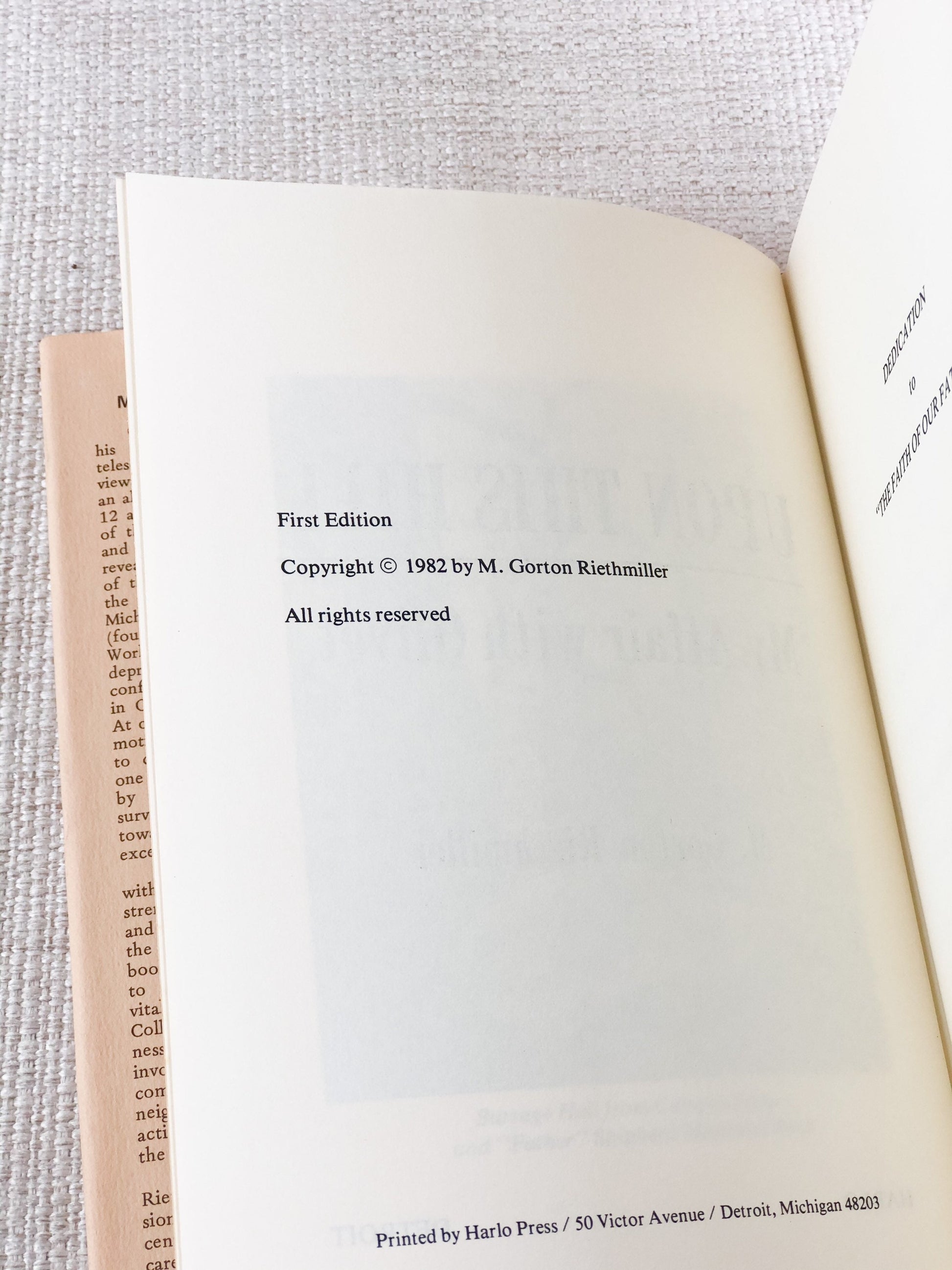 Upon This Hill Signed by M Gorton Riethmiller / Olivet College