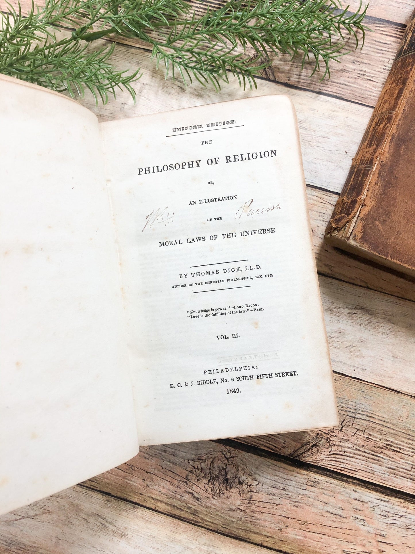 Rare Books, Religious Old Books, 1800's, Thomas Dick