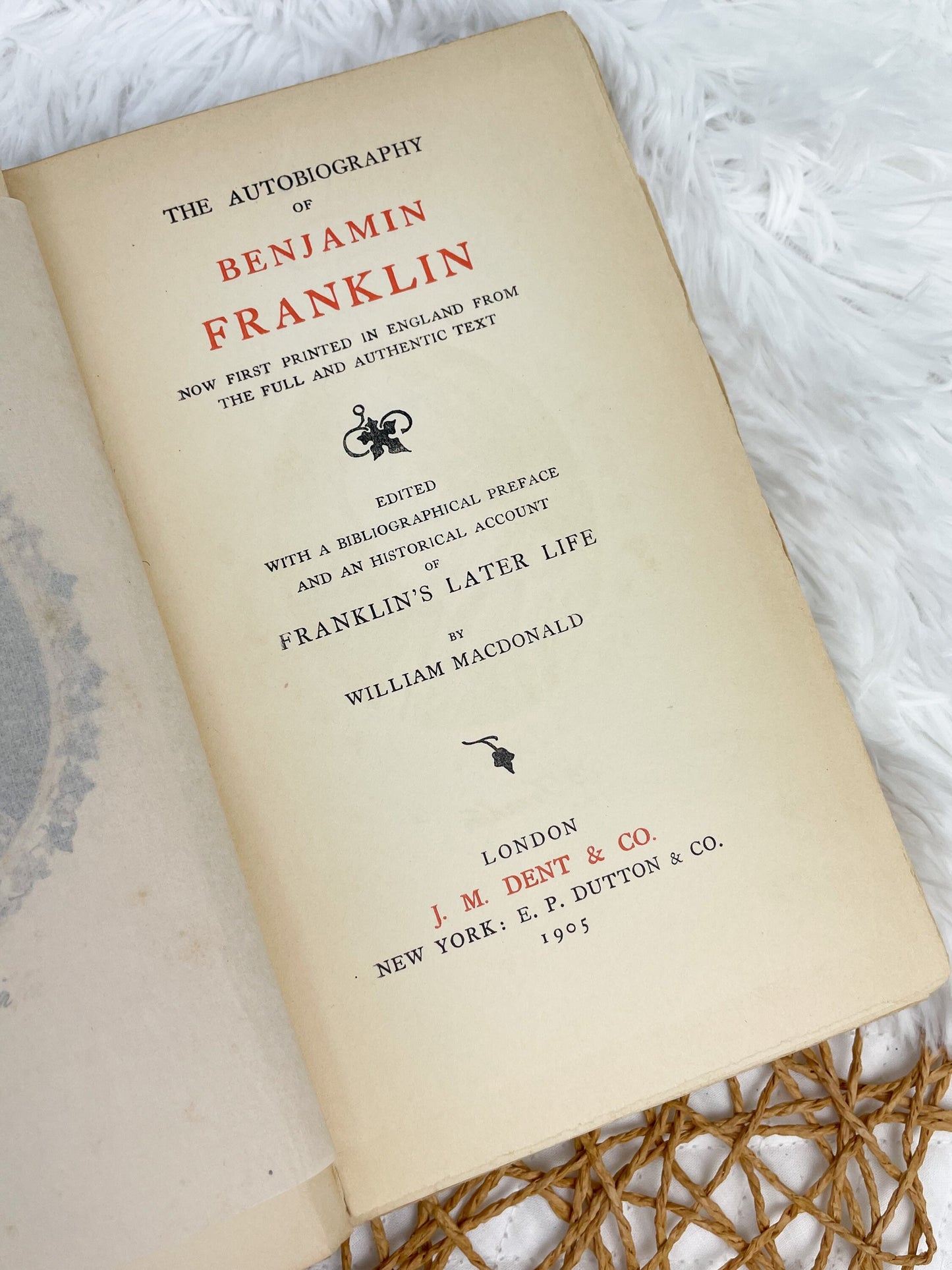 Antique Book, The Autobiography of Benjamin Franklin