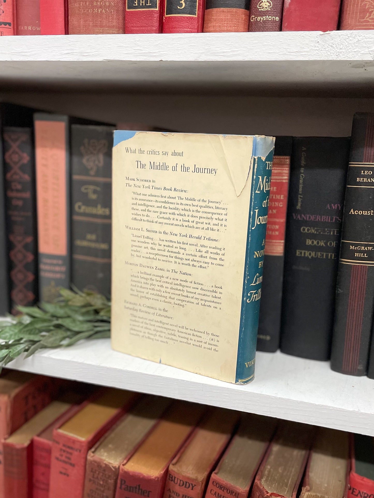 Rare Novel, The Middle of the Journey by Lionel Trilling