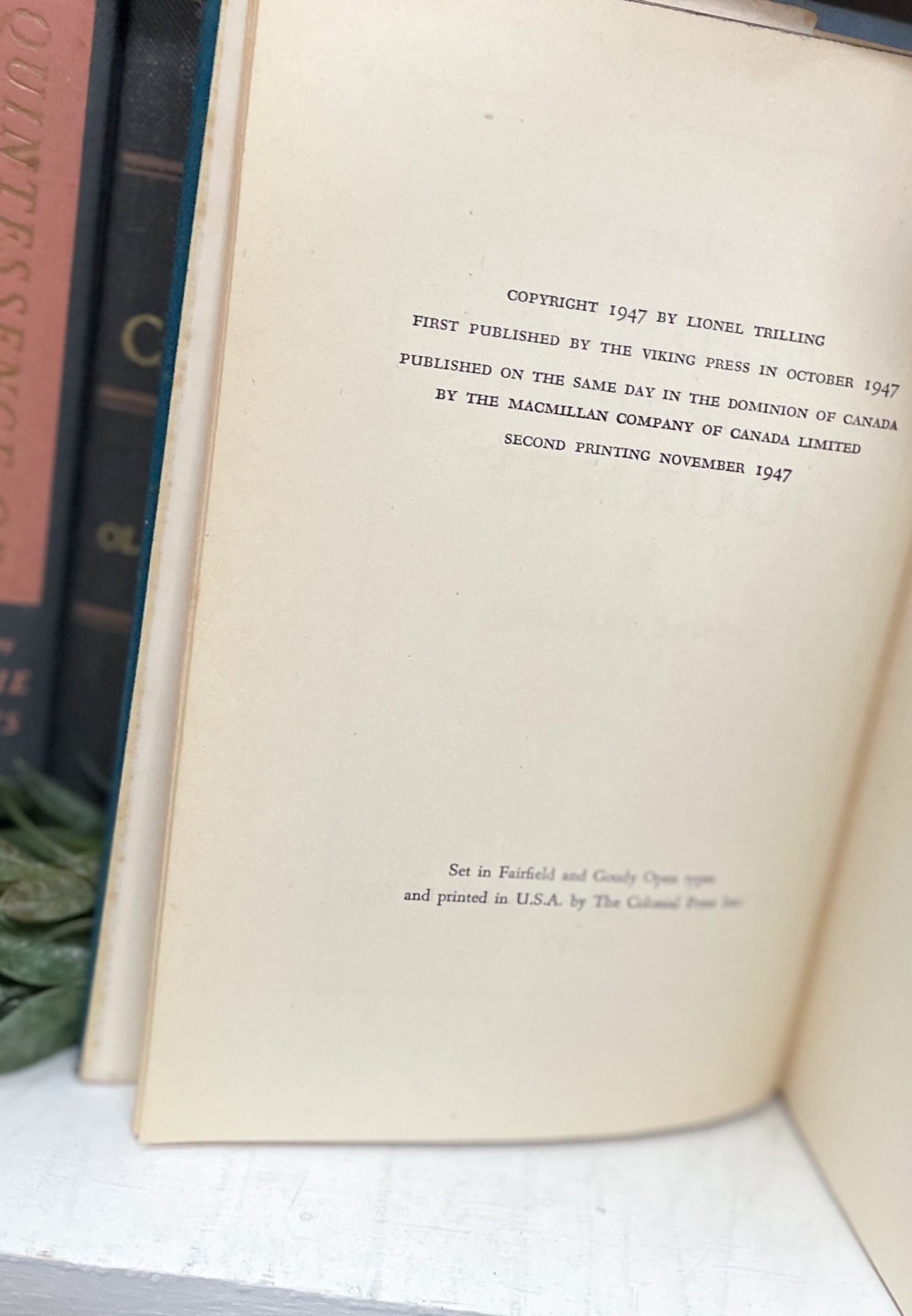 Rare Novel, The Middle of the Journey by Lionel Trilling