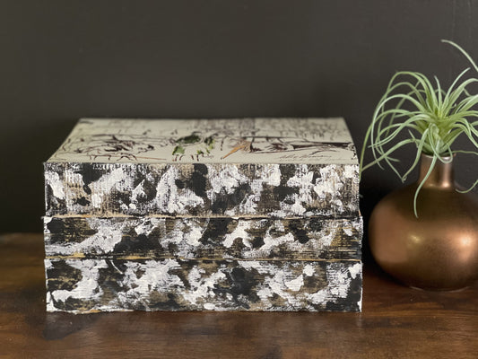 Books of Art, Handcrafted and Painted Art for Home Decor, One of a Kind Decorative Book Set