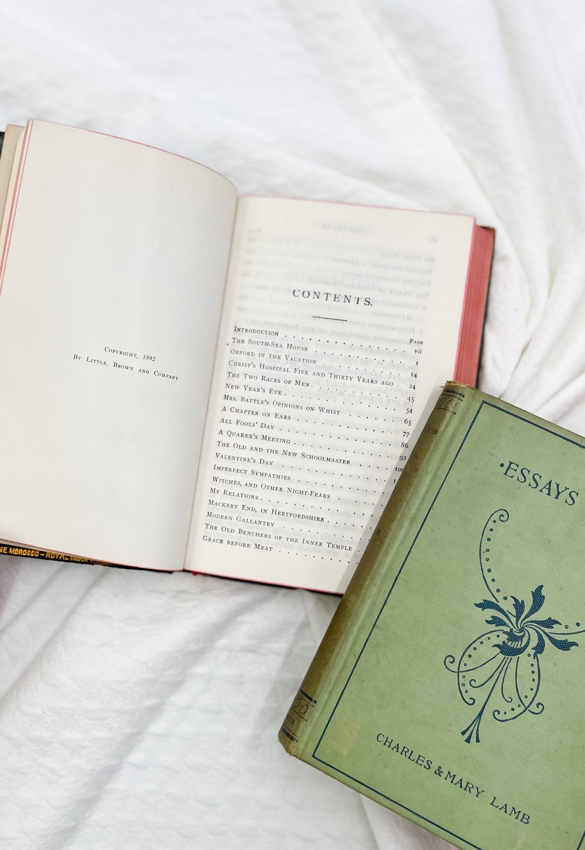 Set of 2 Vintage Books, The Lamb's Essays and The Essays of Elia by Charles Lamb