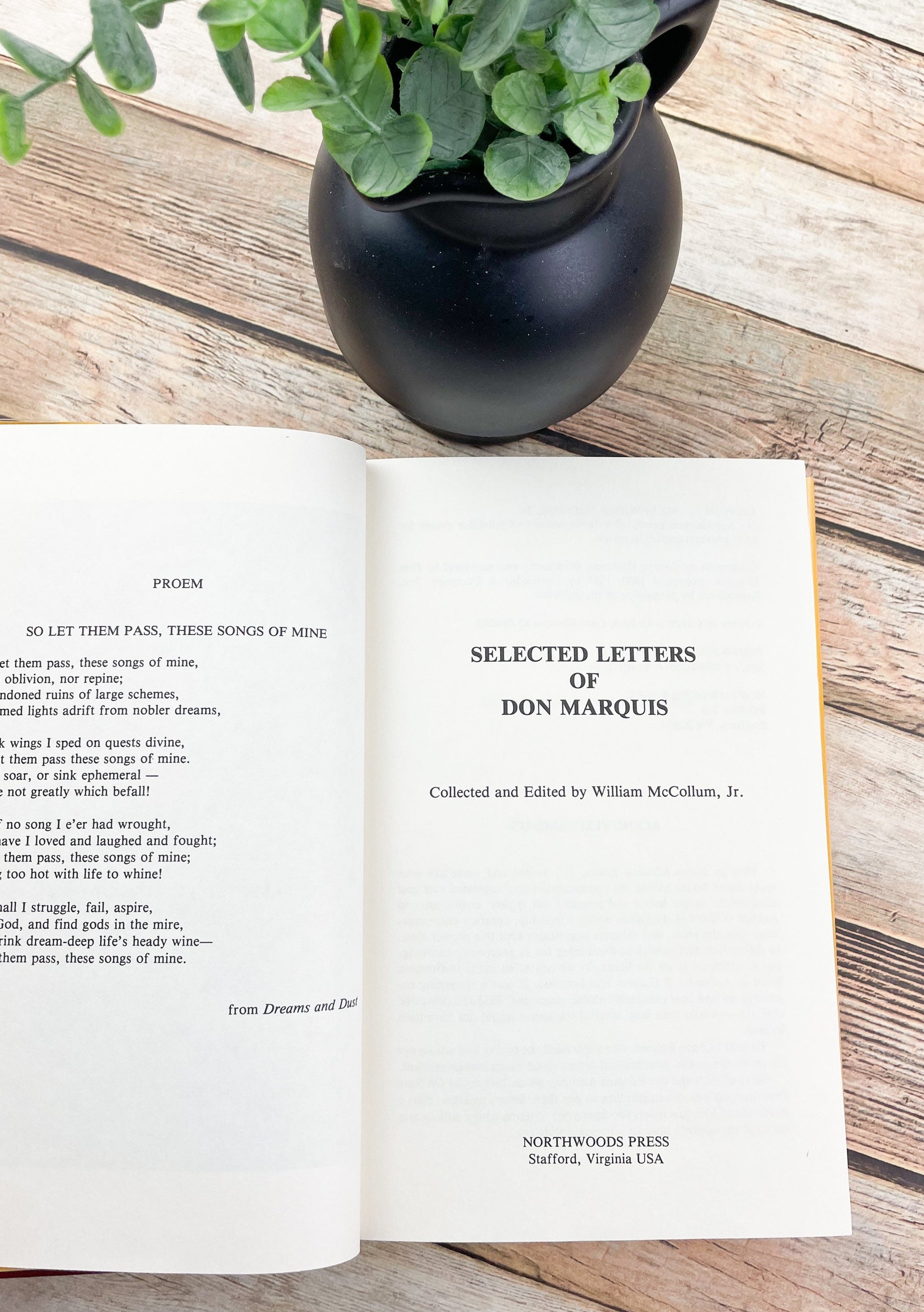 Signed Book, Inscribed Book, First Edition, Selected Letters of Don Marquis, Edited by William McCollum Jr.