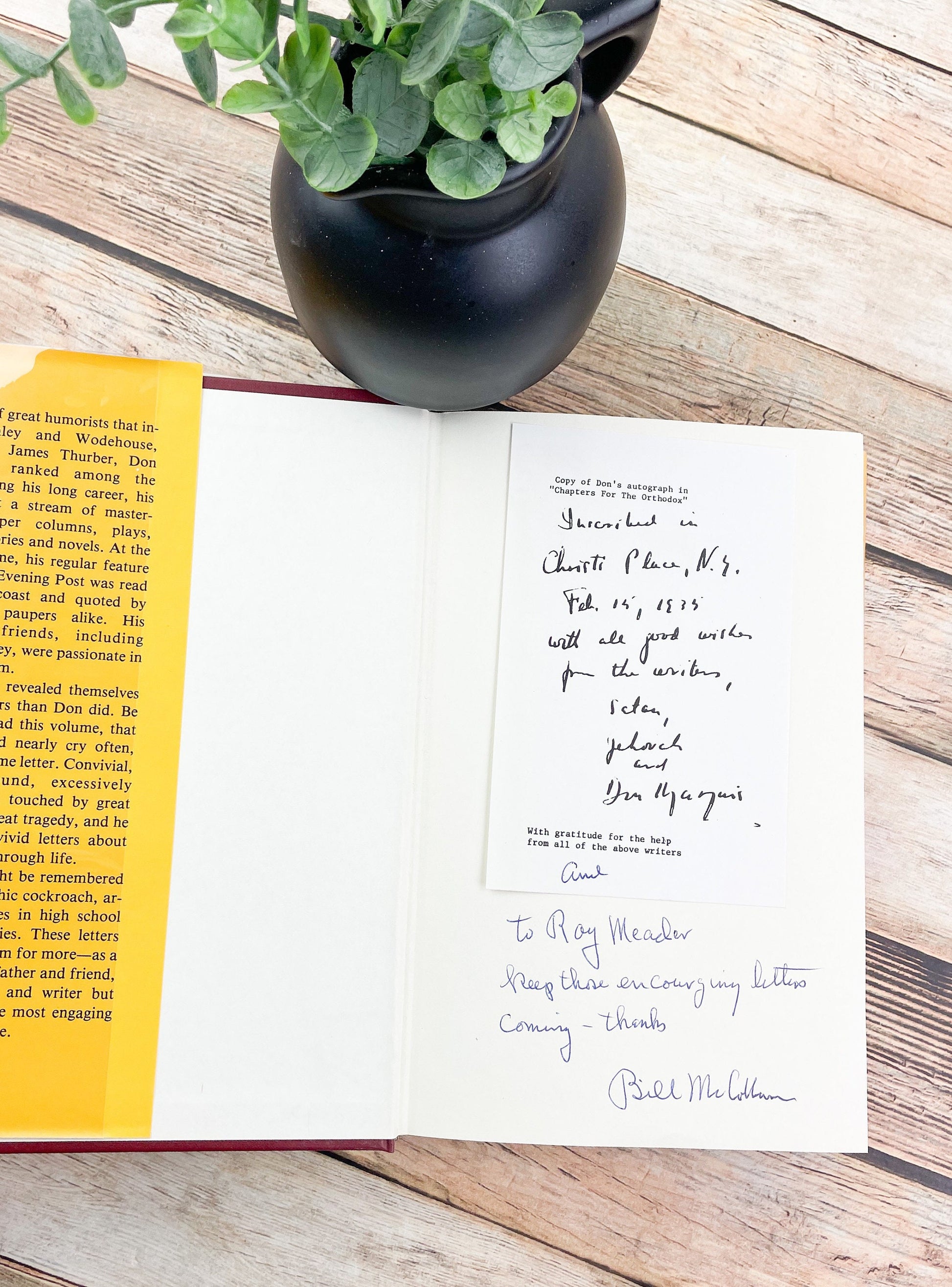 Signed Book, Inscribed Book, First Edition, Selected Letters of Don Marquis, Edited by William McCollum Jr.