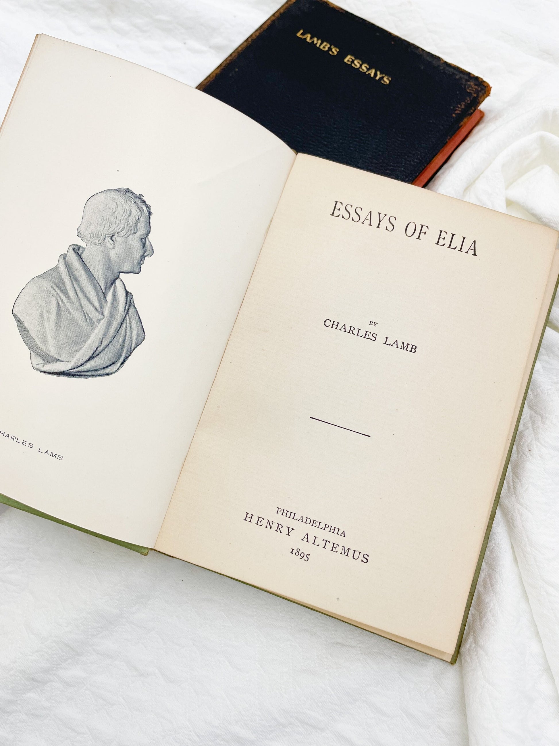 Set of 2 Vintage Books, The Lamb's Essays and The Essays of Elia by Charles Lamb
