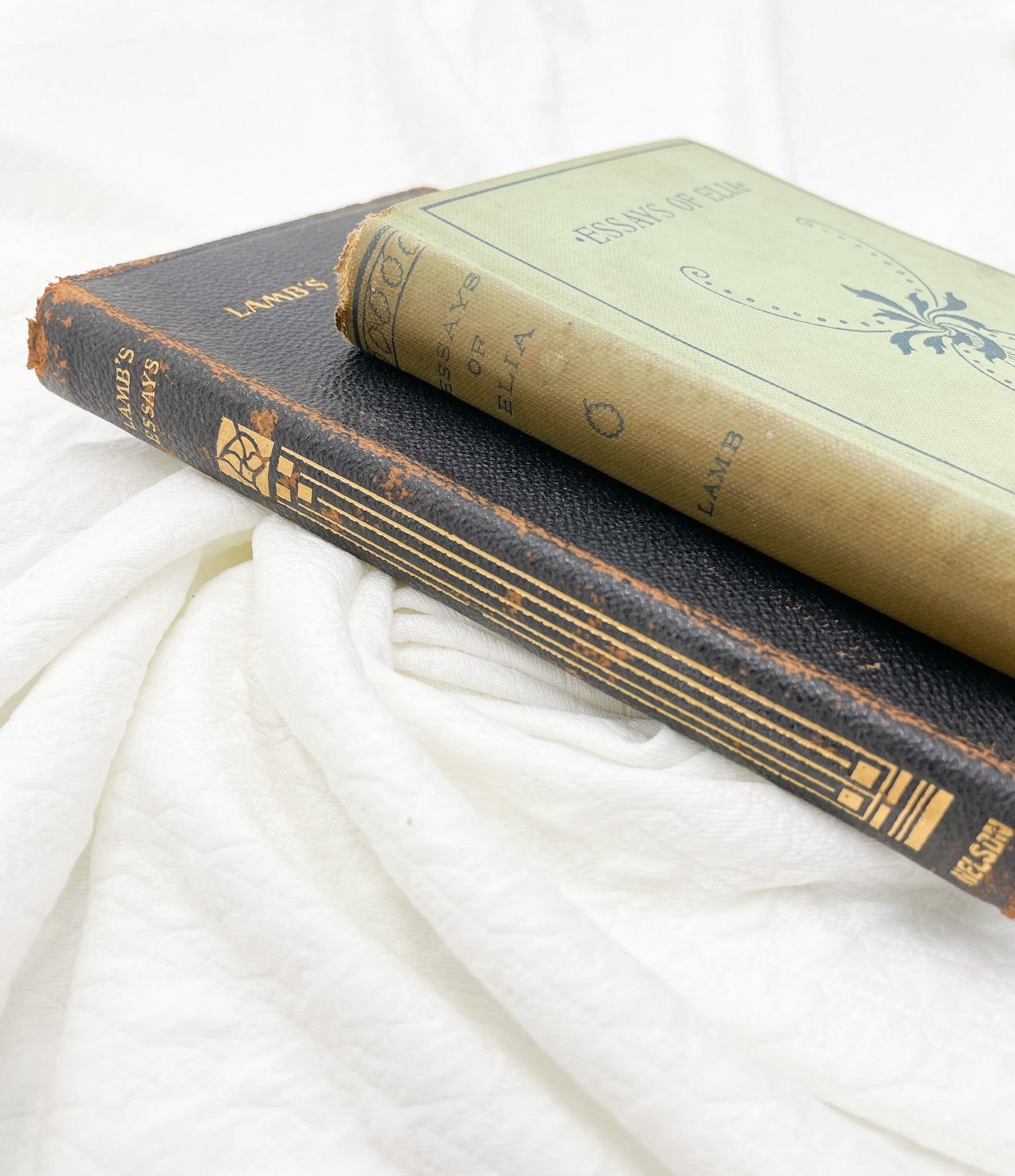 Set of 2 Vintage Books, The Lamb's Essays and The Essays of Elia by Charles Lamb