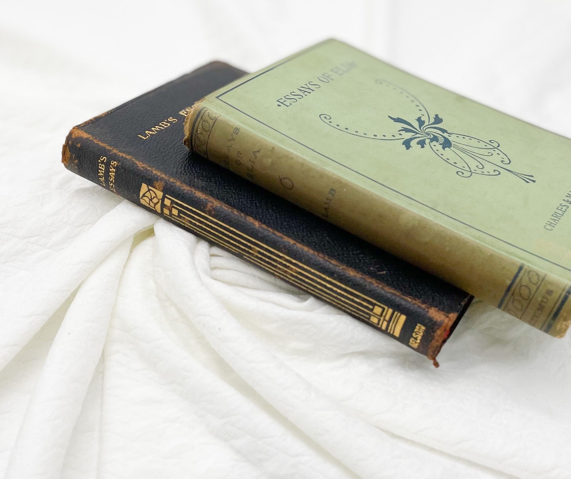 Set of 2 Vintage Books, The Lamb's Essays and The Essays of Elia by Charles Lamb