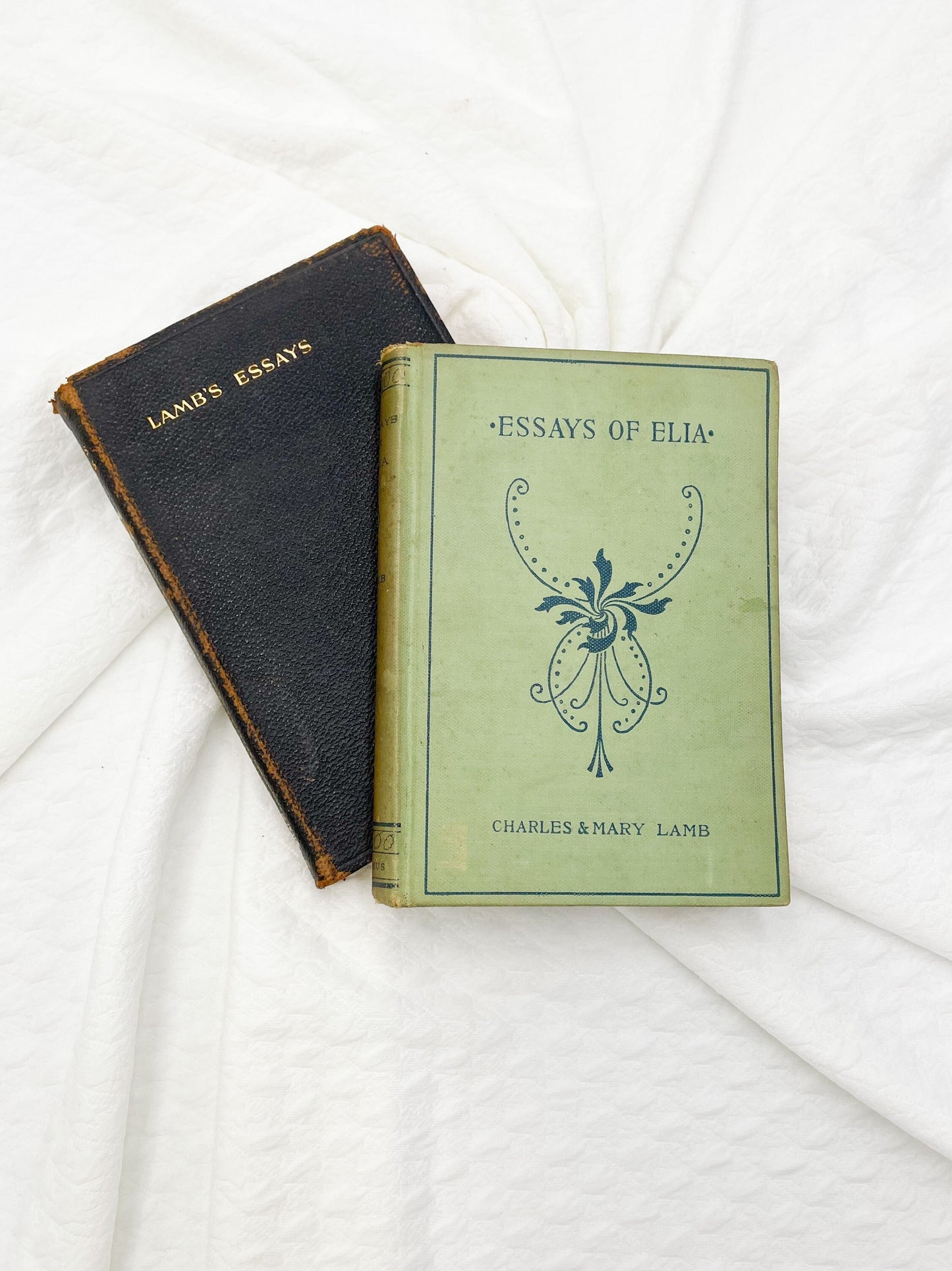 Set of 2 Vintage Books, The Lamb's Essays and The Essays of Elia by Charles Lamb