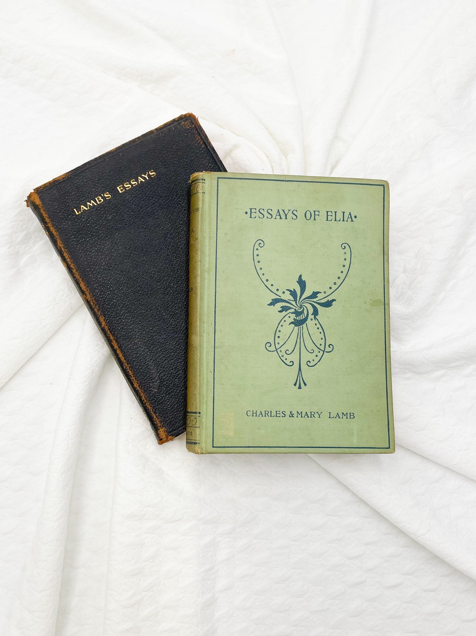 Set of 2 Vintage Books, The Lamb's Essays and The Essays of Elia by Charles Lamb