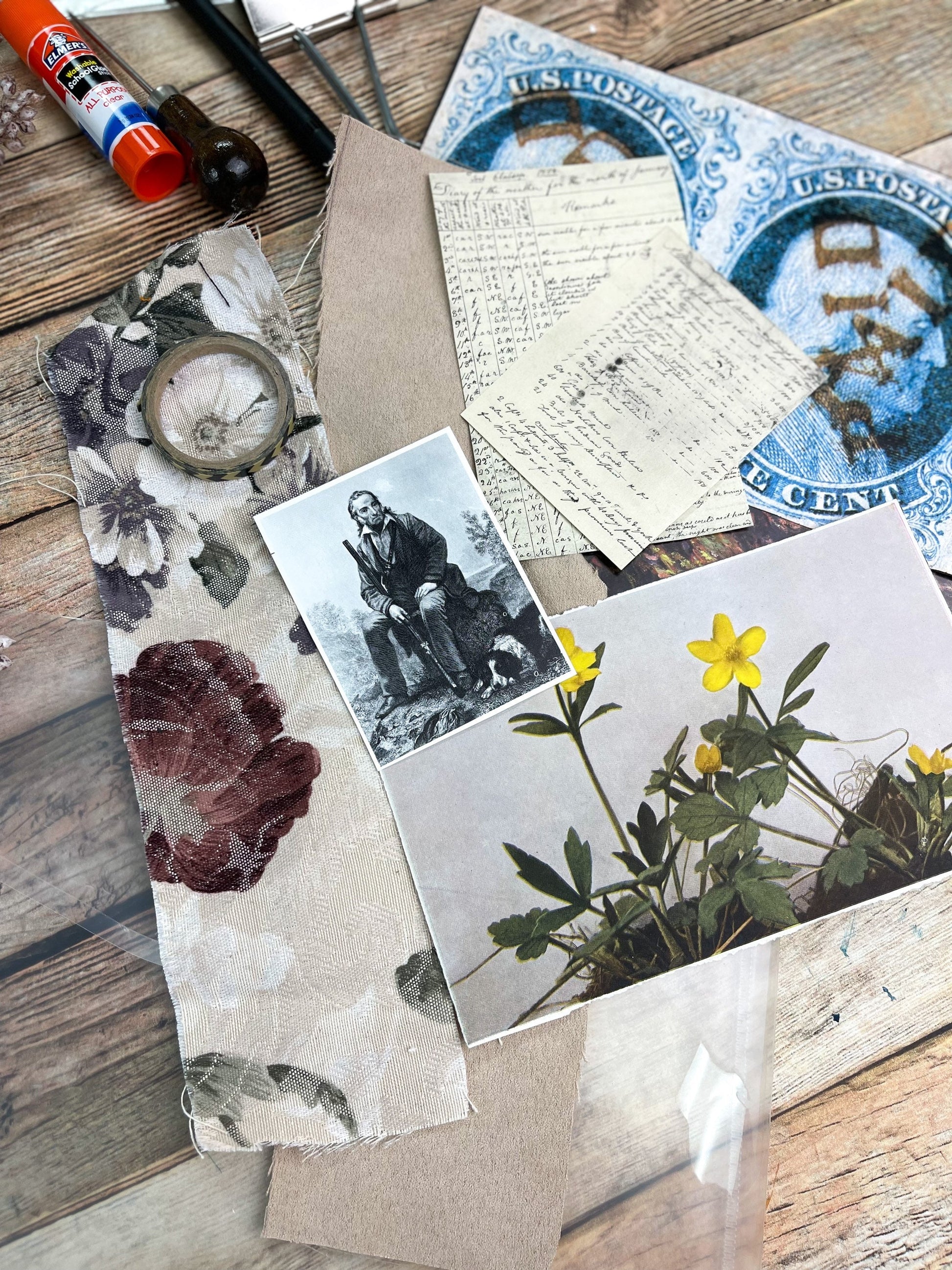 Journaling Beginner Kit, Vintage Ephemera, Journaling Signature, Premade