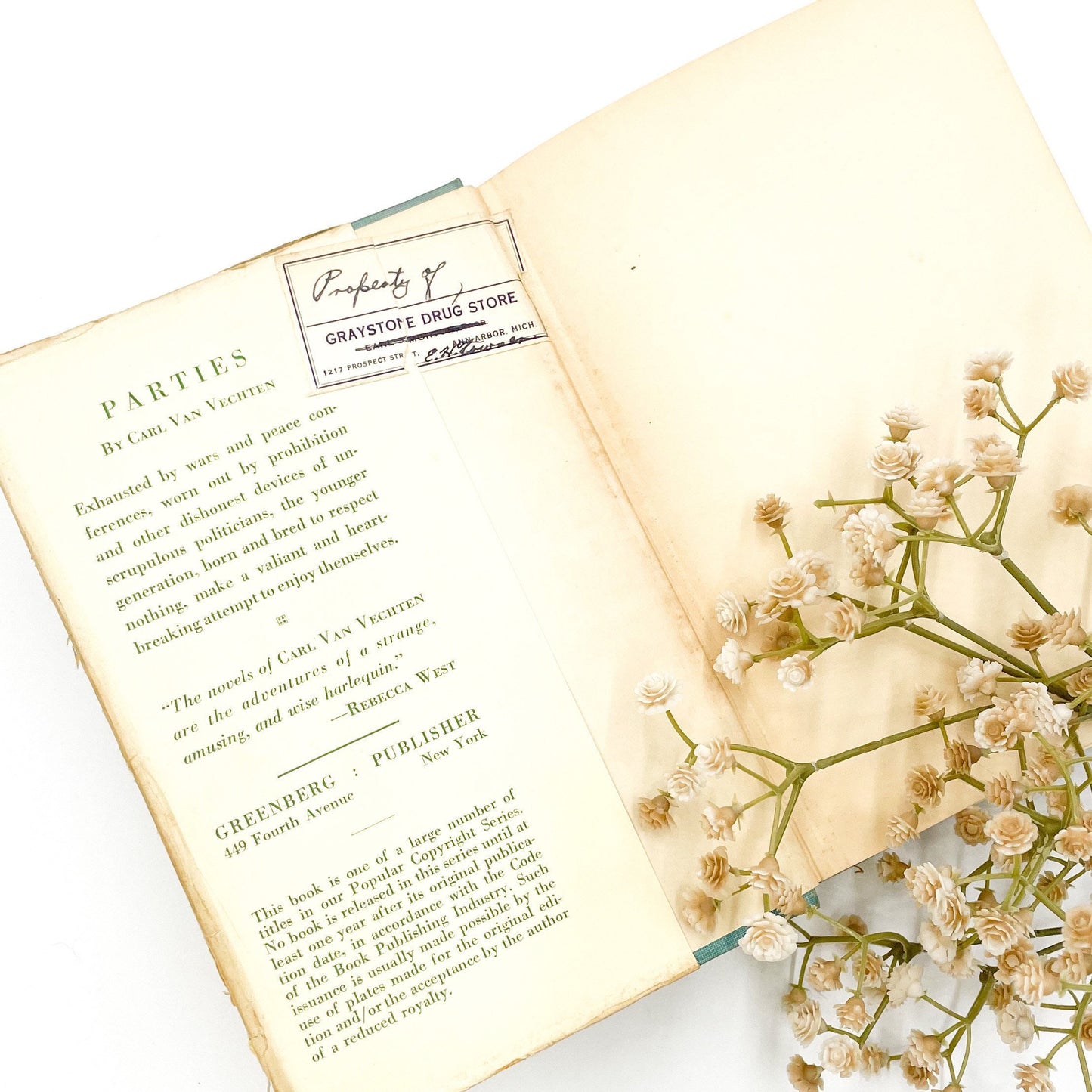 Beautiful Vintage Book, Parties by Carl Van Vechten