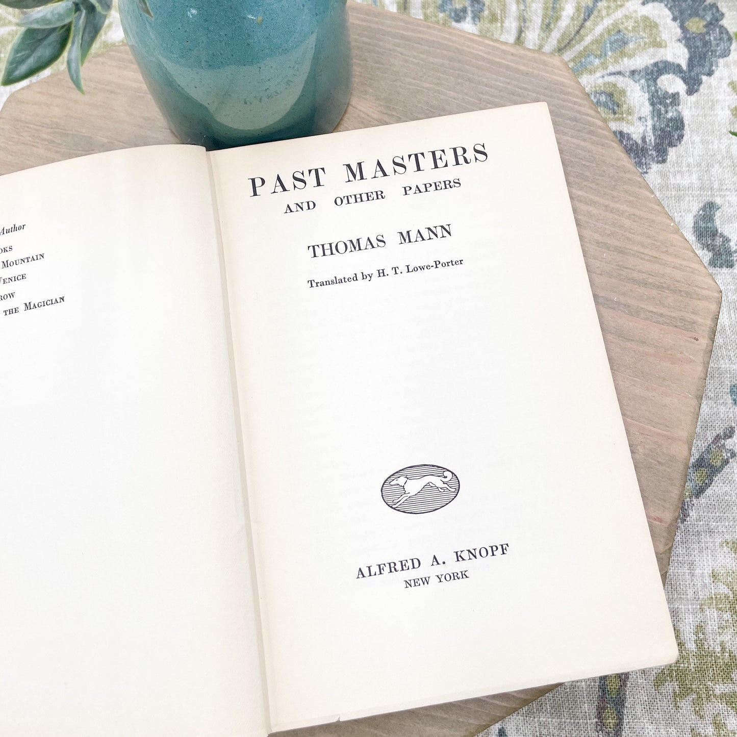 Book by Collectible Author, Past Masters and Other Papers by Thomas Mann
