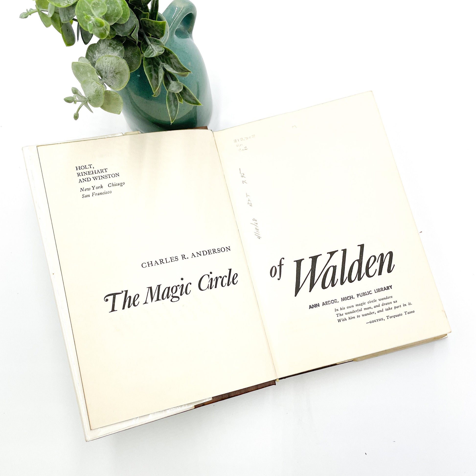 First Edition, The Magic Circle of Walden by Charles R. Anderson