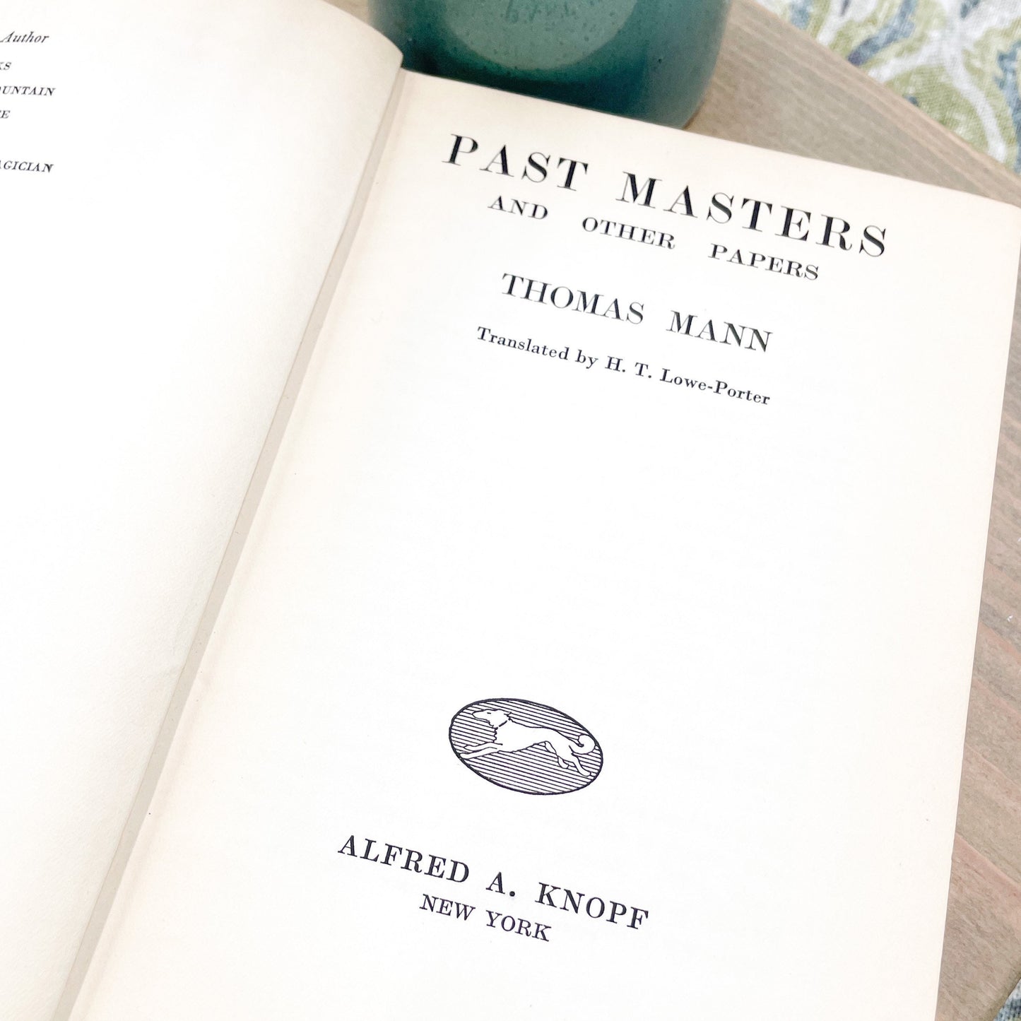 Book by Collectible Author, Past Masters and Other Papers by Thomas Mann