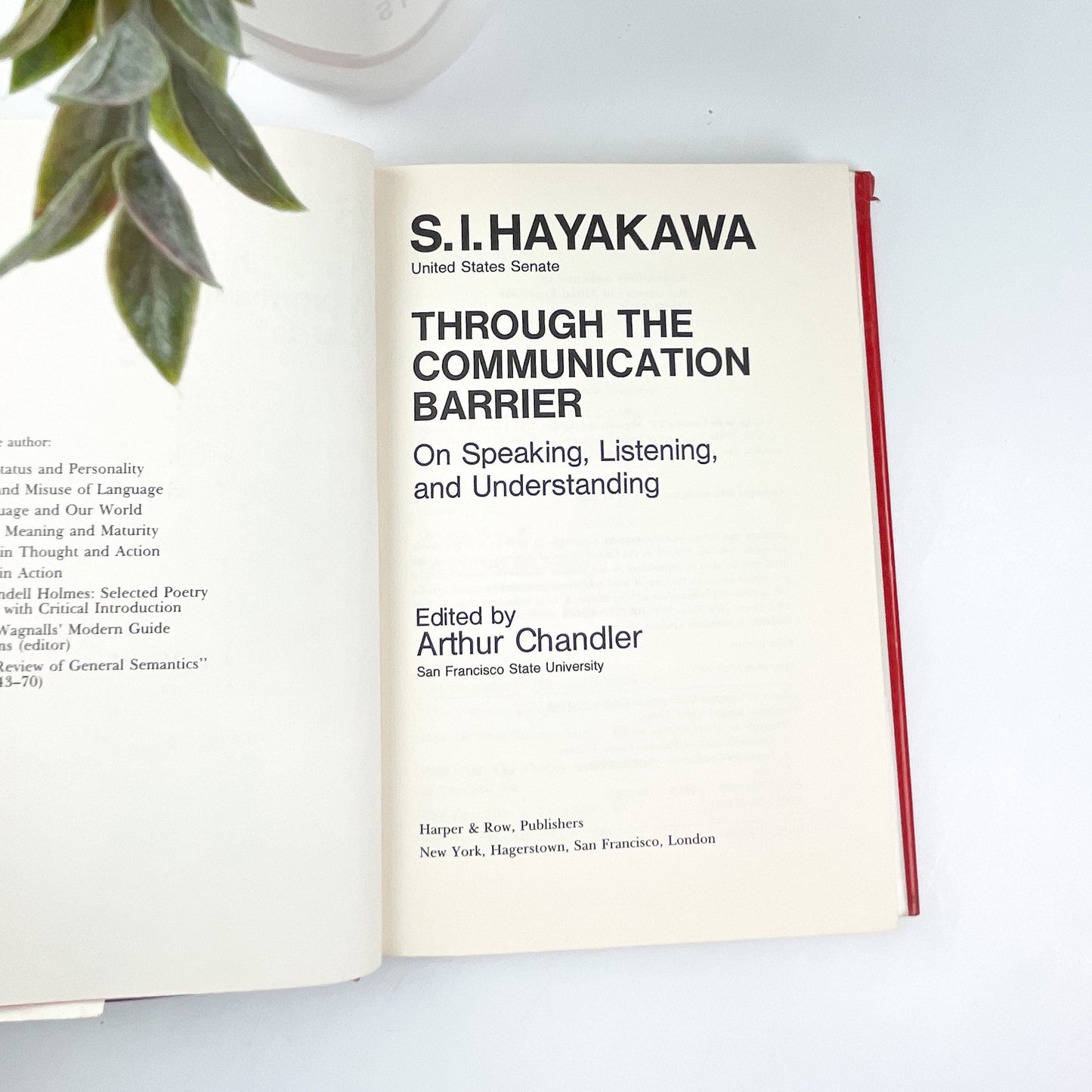 Vintage Signed Book, Through the Communication Barrier by S.I. Hayakawa